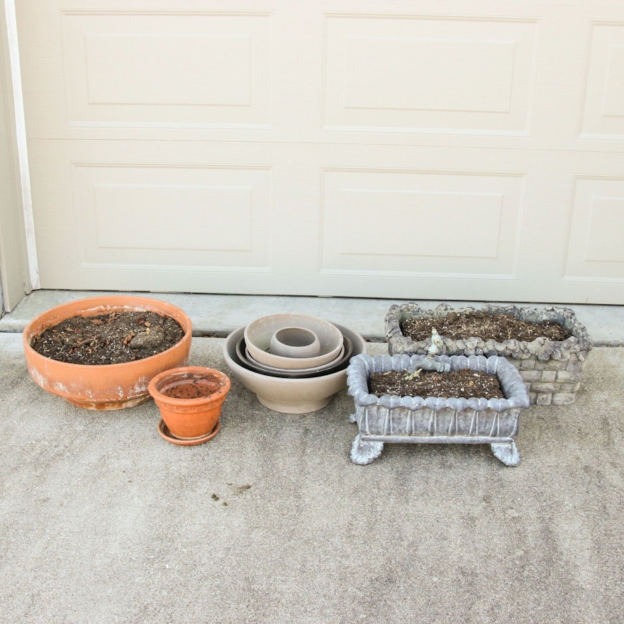 Cement and Ceramic Garden Planters