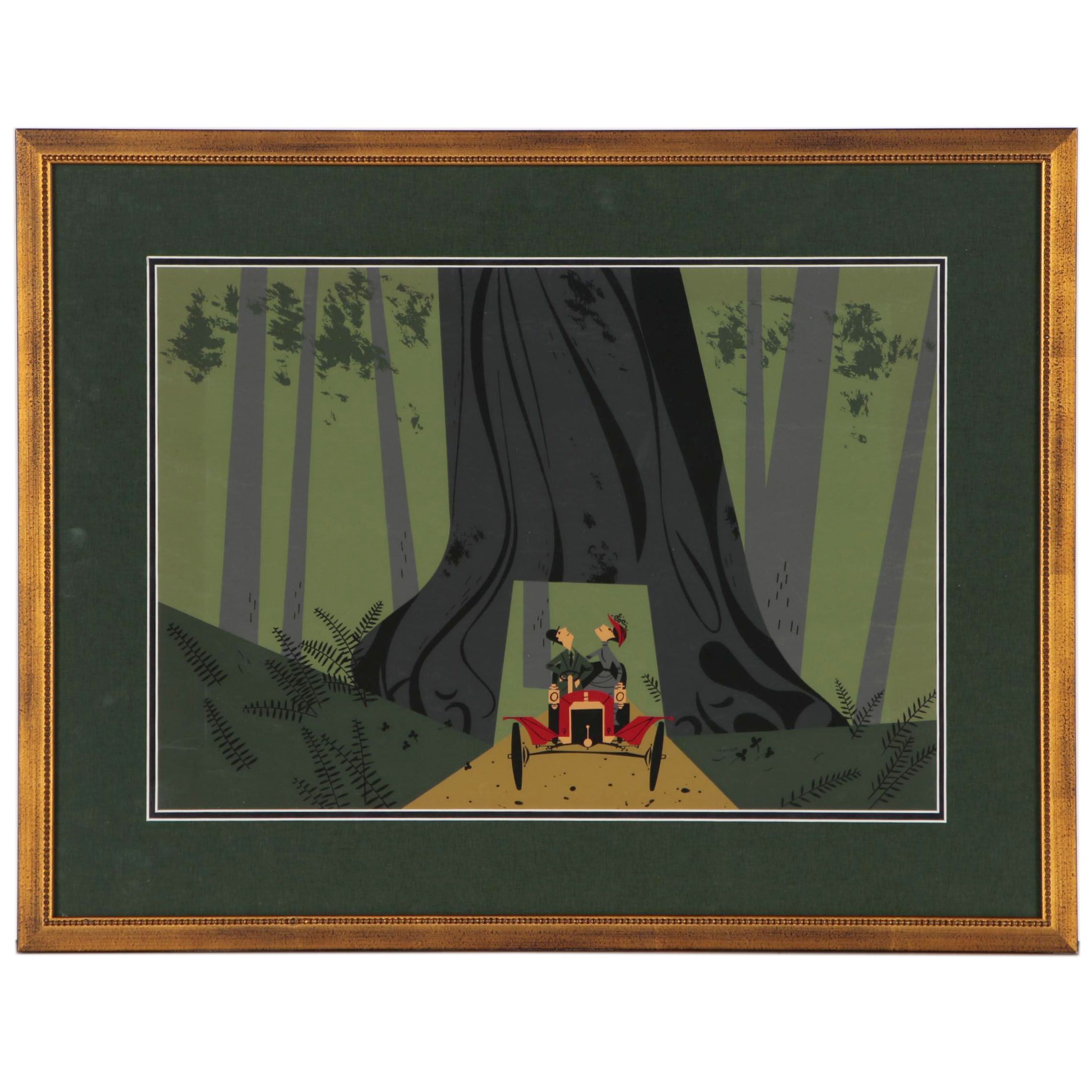 Charley Harper Serigraph "Redwood Drive Thru - Ford Times"