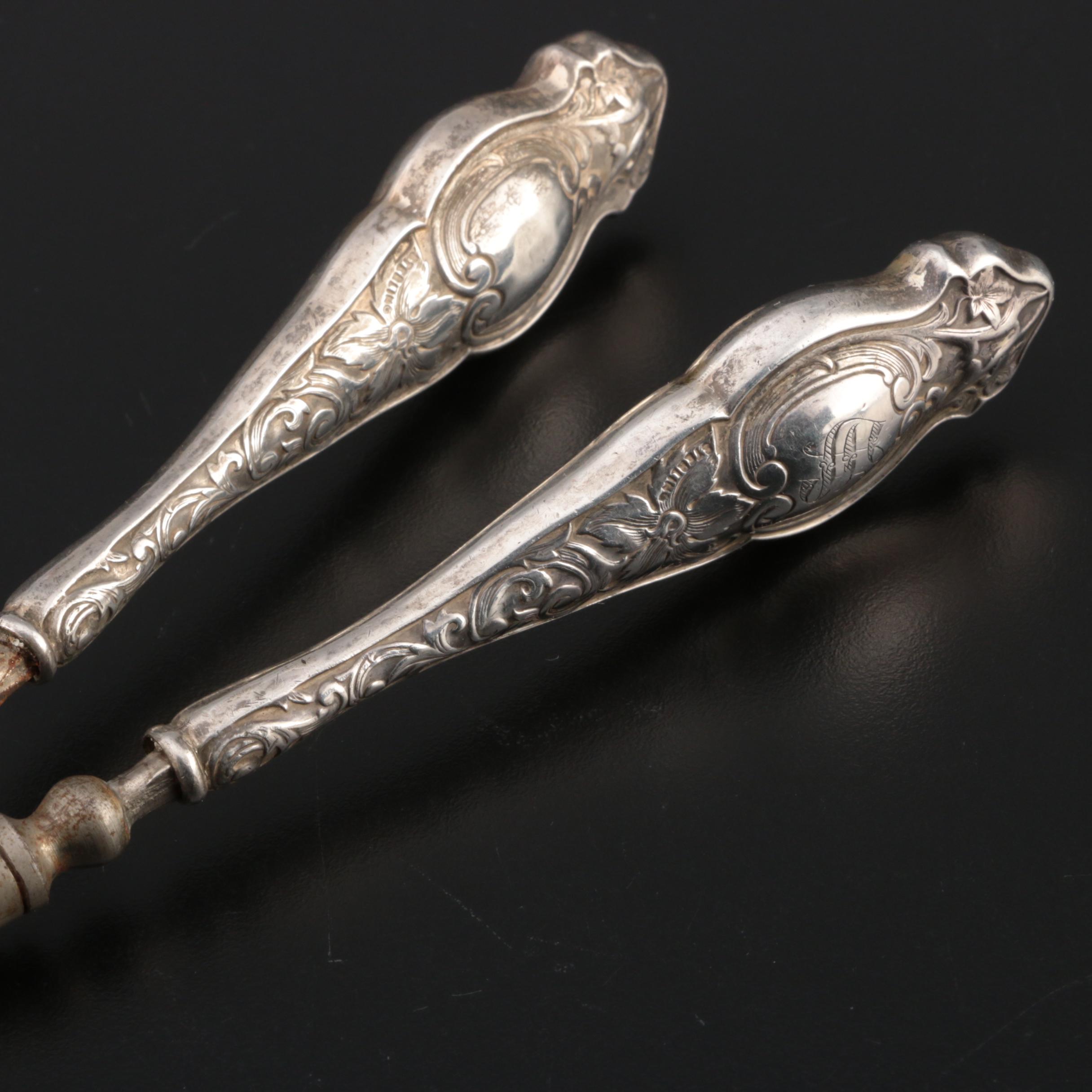 James Deakin & Sons Silver Plate Grape Scissors with Sterling Handled Utensils