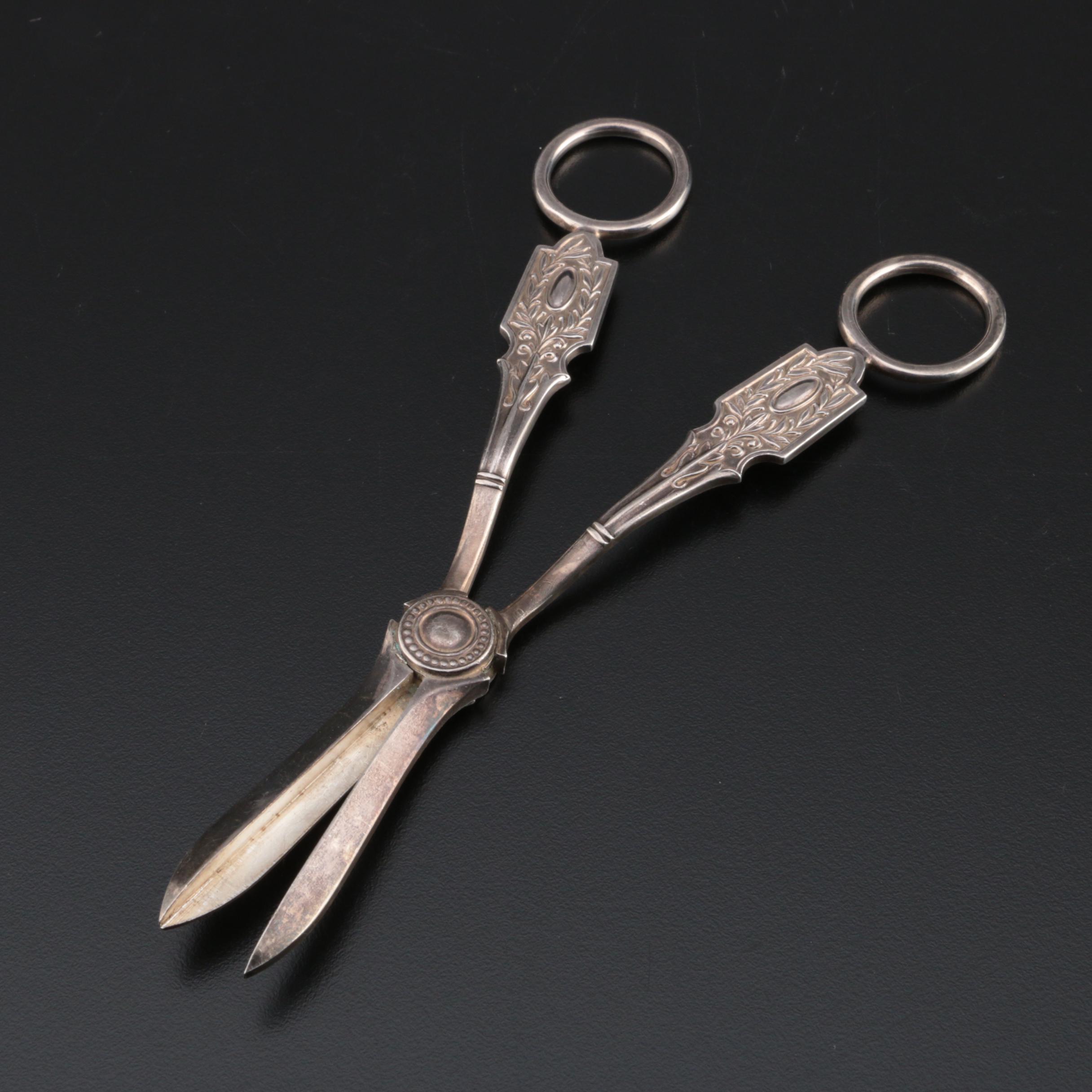 James Deakin & Sons Silver Plate Grape Scissors with Sterling Handled Utensils