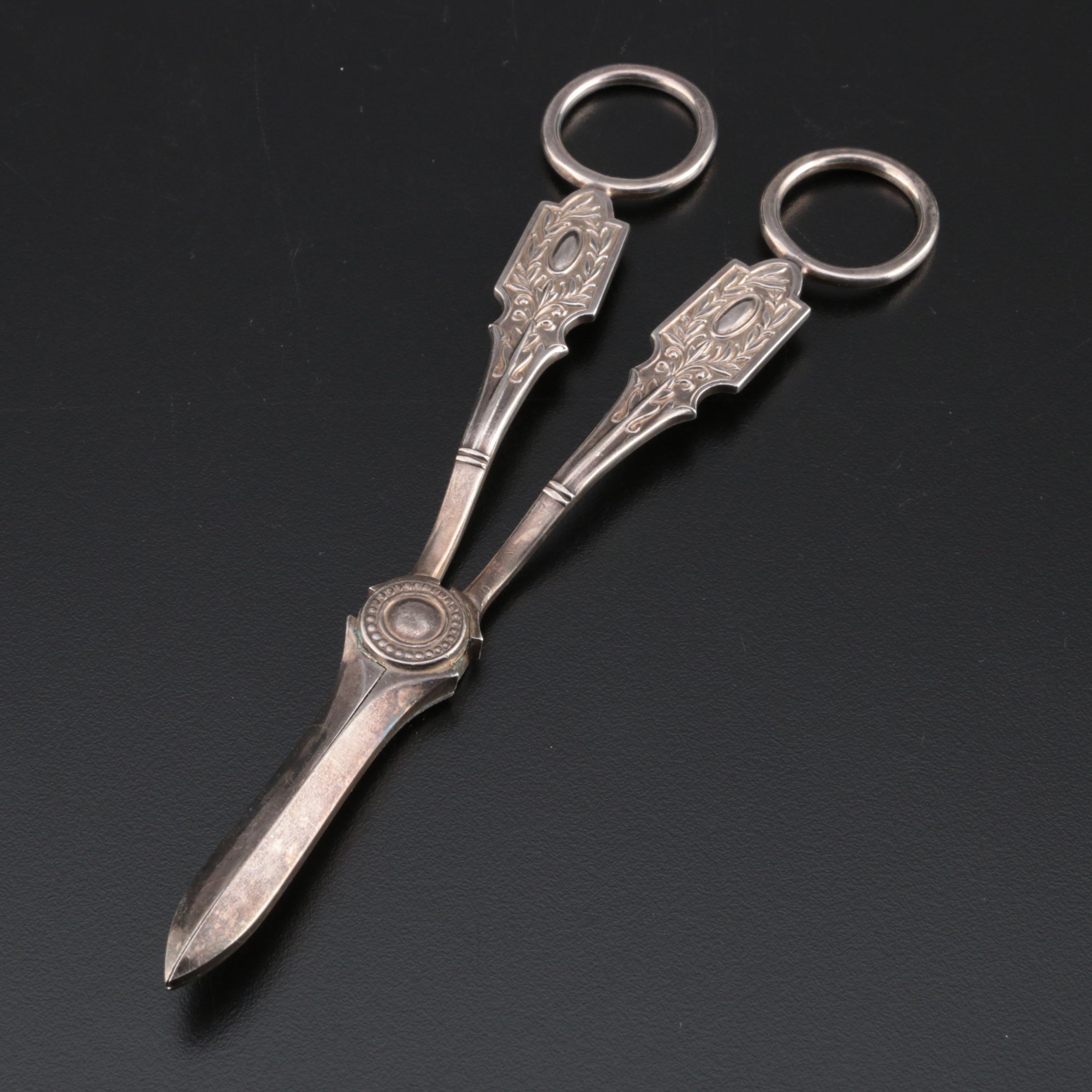 James Deakin & Sons Silver Plate Grape Scissors with Sterling Handled Utensils