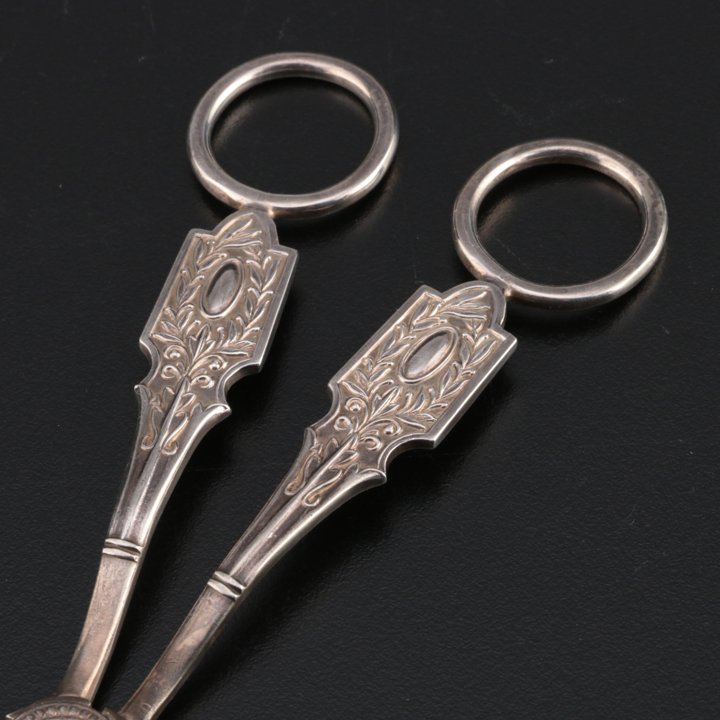 James Deakin & Sons Silver Plate Grape Scissors with Sterling Handled Utensils