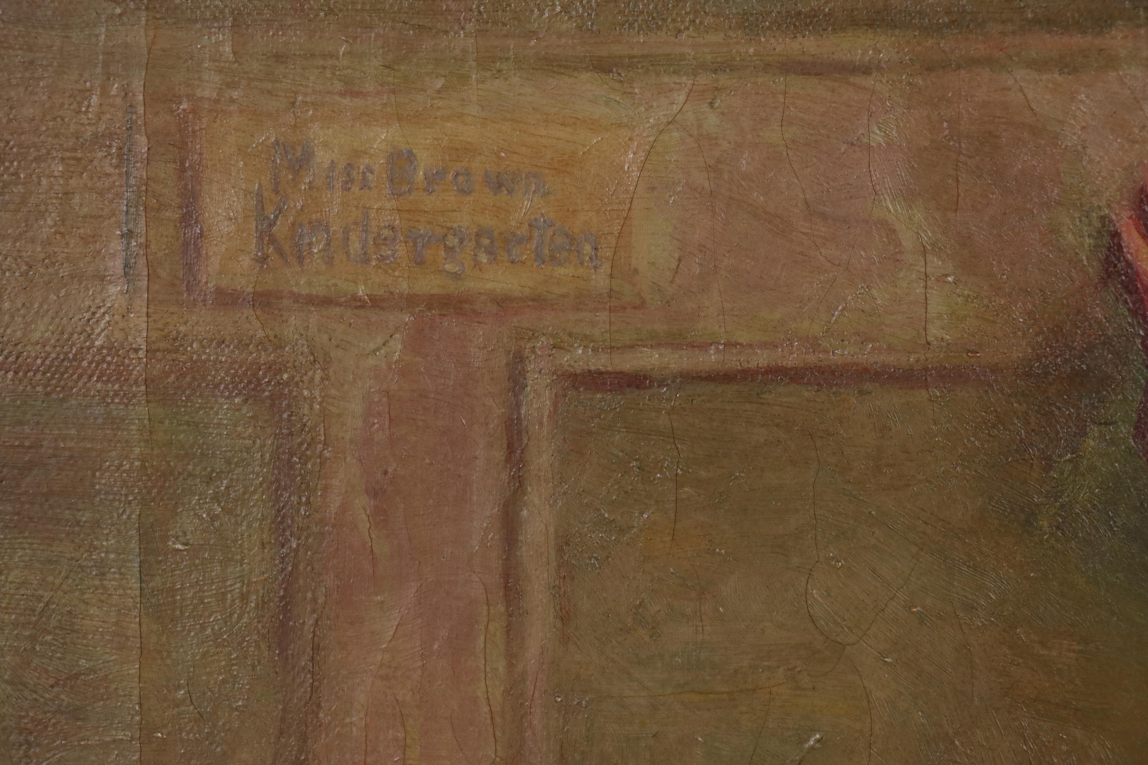 Lillian A. Cooper Oil Painting "Paying a Visit to the Teacher"