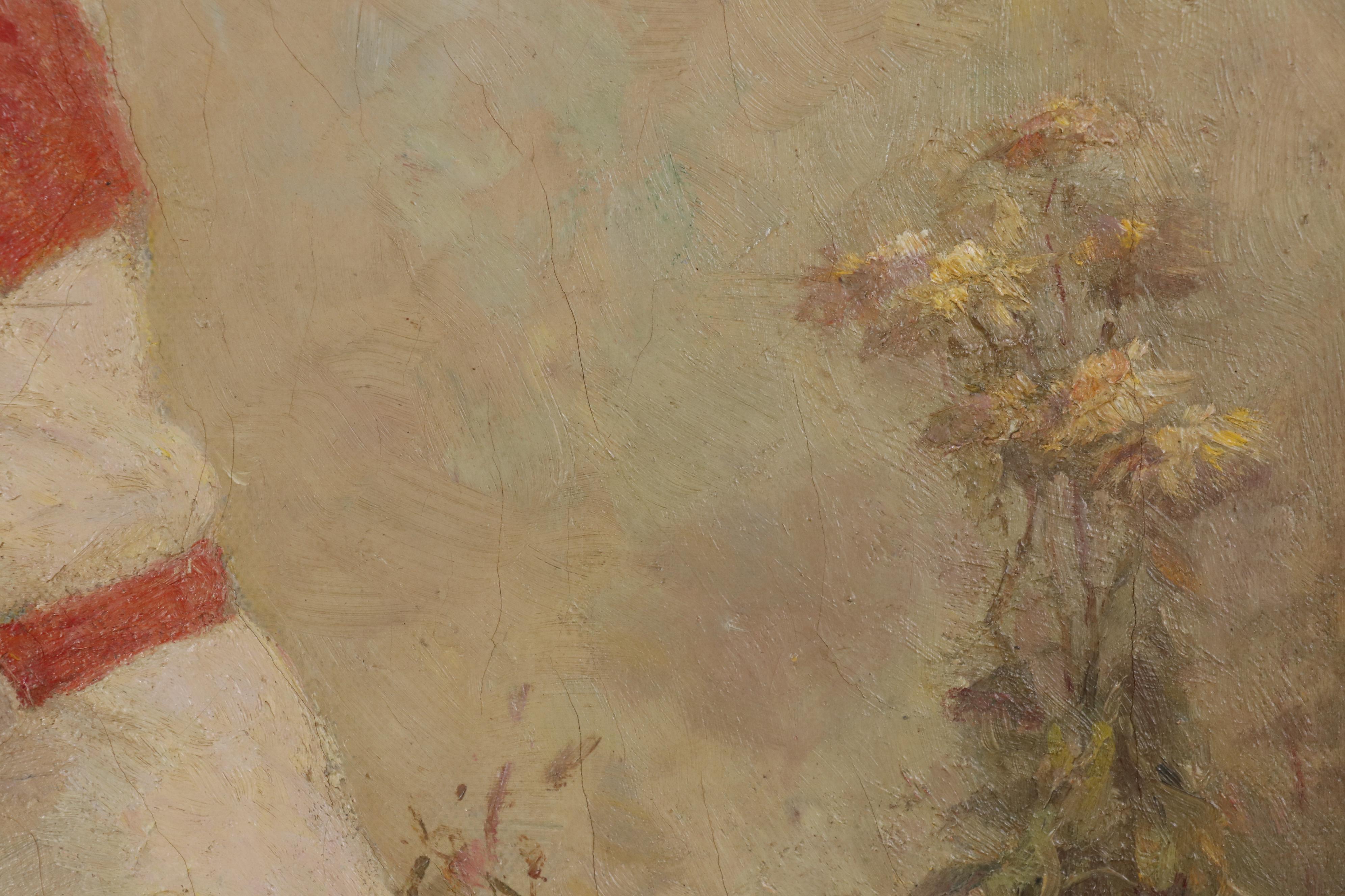 Lillian A. Cooper Oil Painting "Paying a Visit to the Teacher"