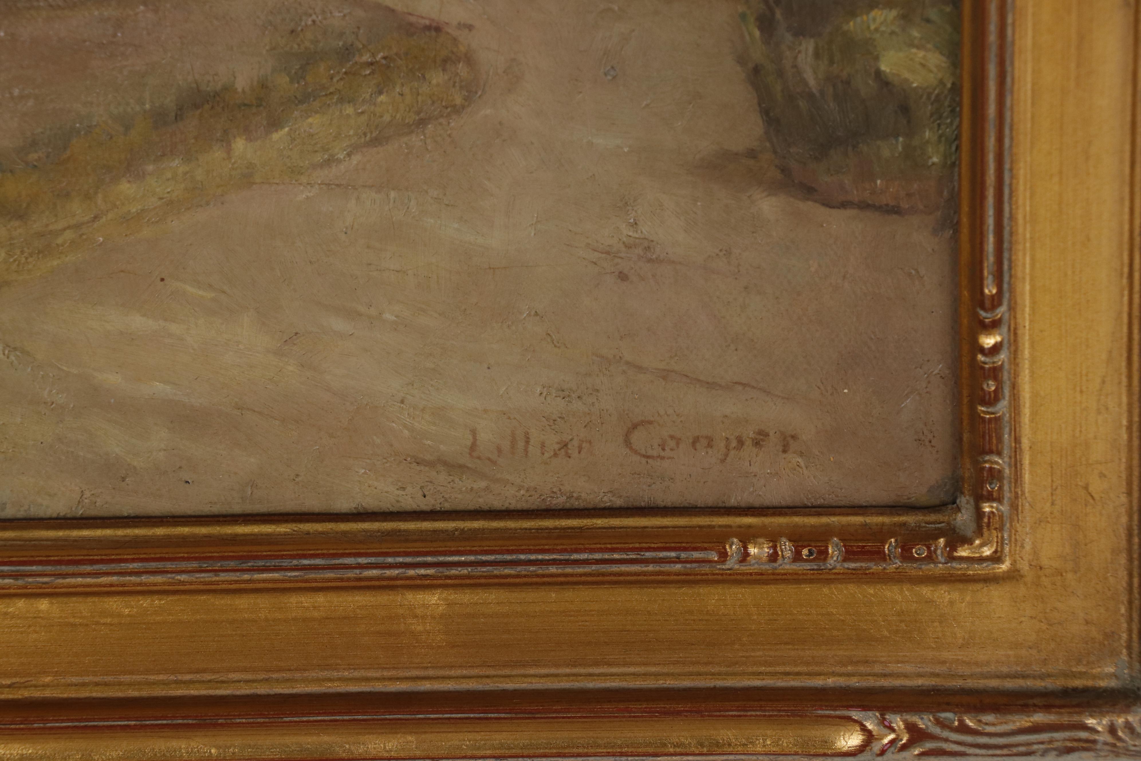 Lillian A. Cooper Oil Painting "Paying a Visit to the Teacher"