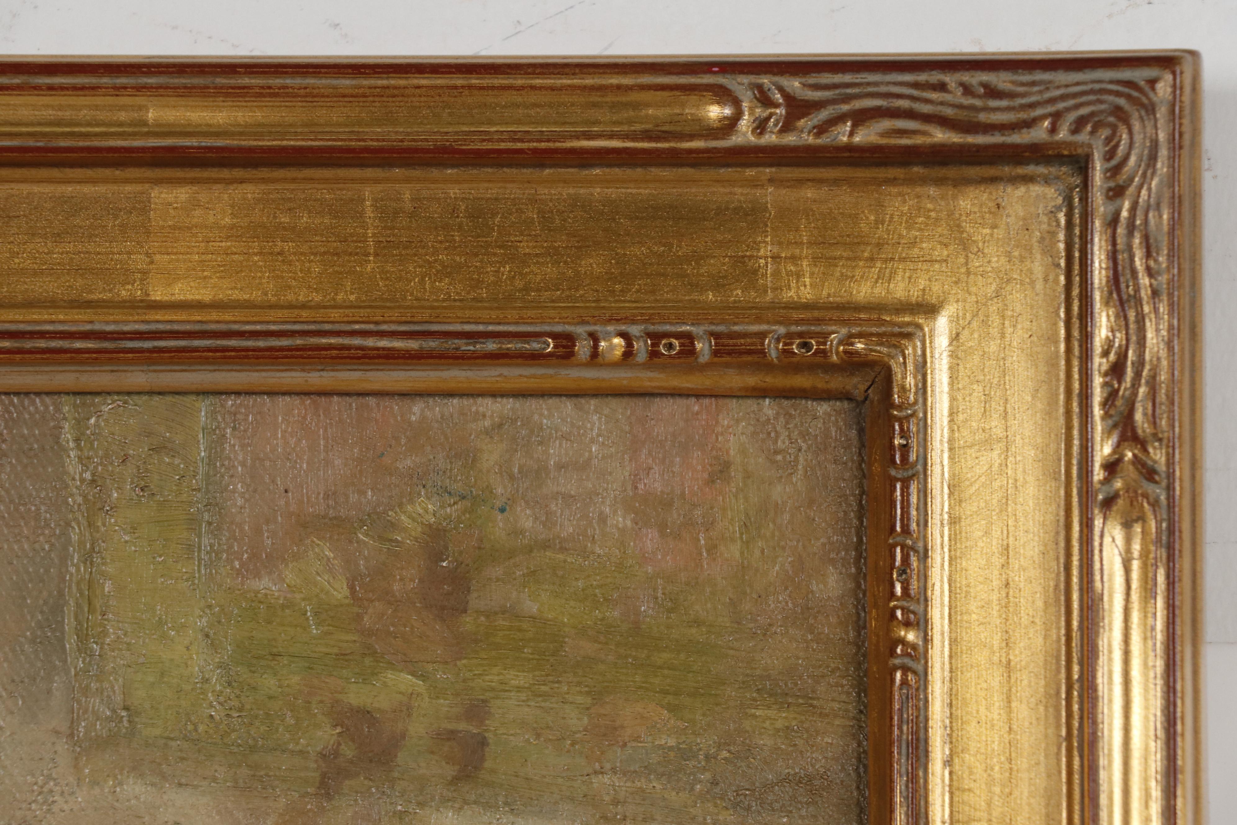 Lillian A. Cooper Oil Painting "Paying a Visit to the Teacher"