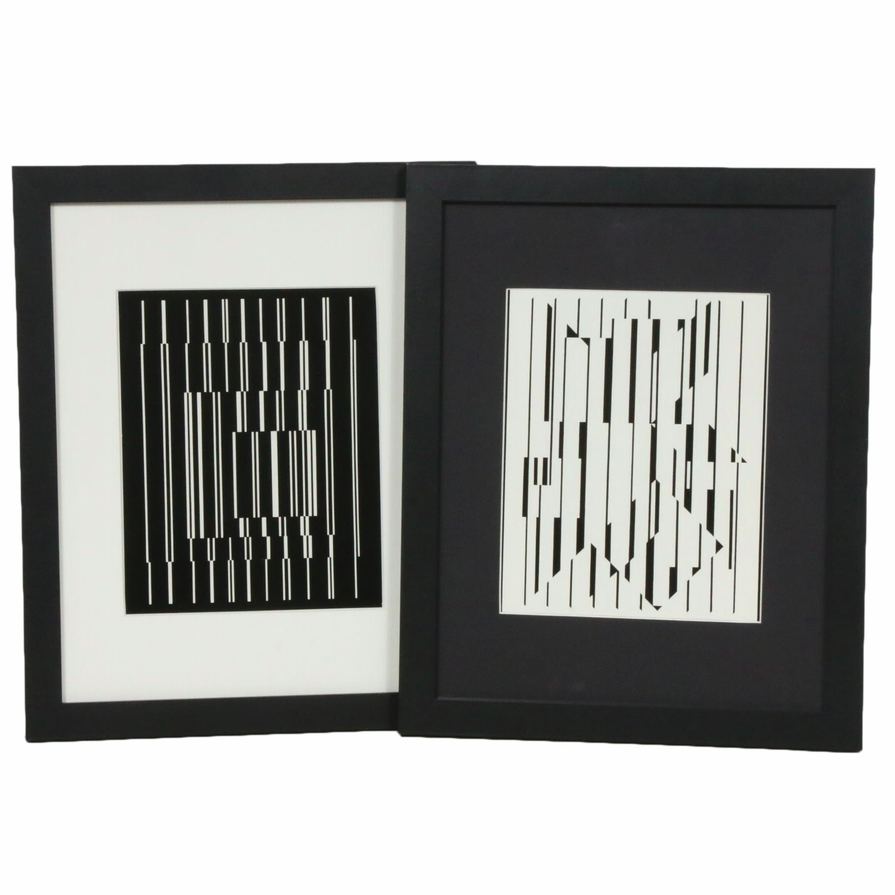 Op Art Serigraphs After Victor Vasarely "Altair" and "Bora," 1965