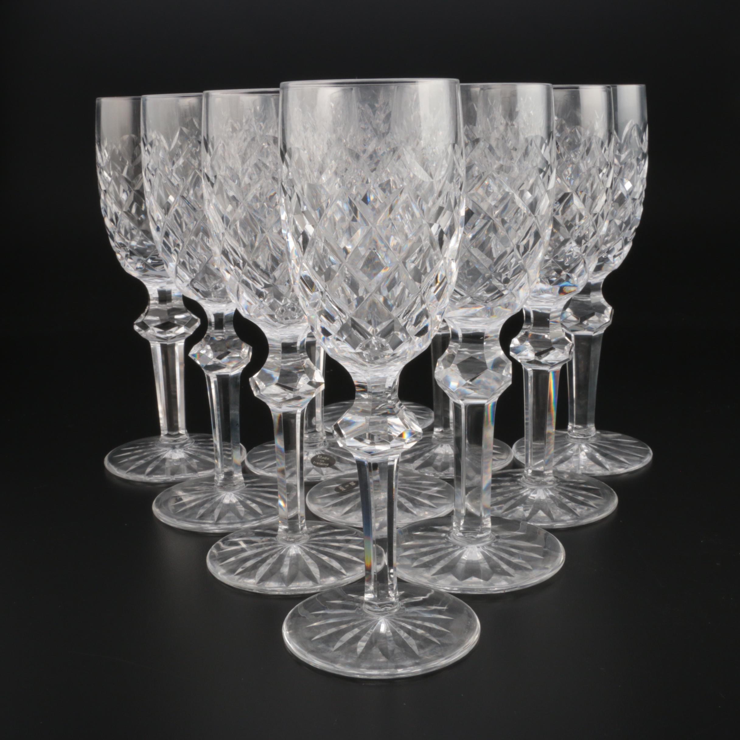 Waterford Crystal "Powerscourt" White Wine Glasses, Mid to Late 20th Century