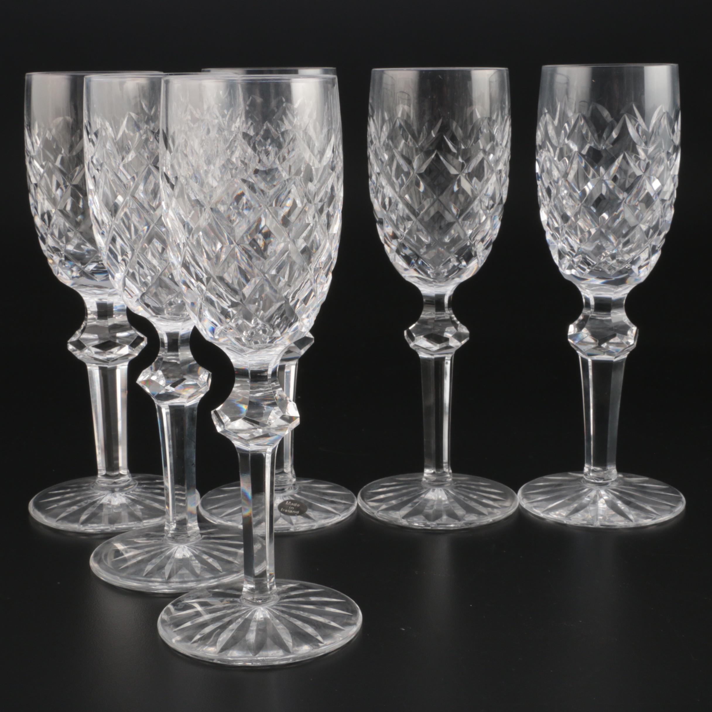 Waterford Crystal "Powerscourt" White Wine Glasses, Mid to Late 20th Century