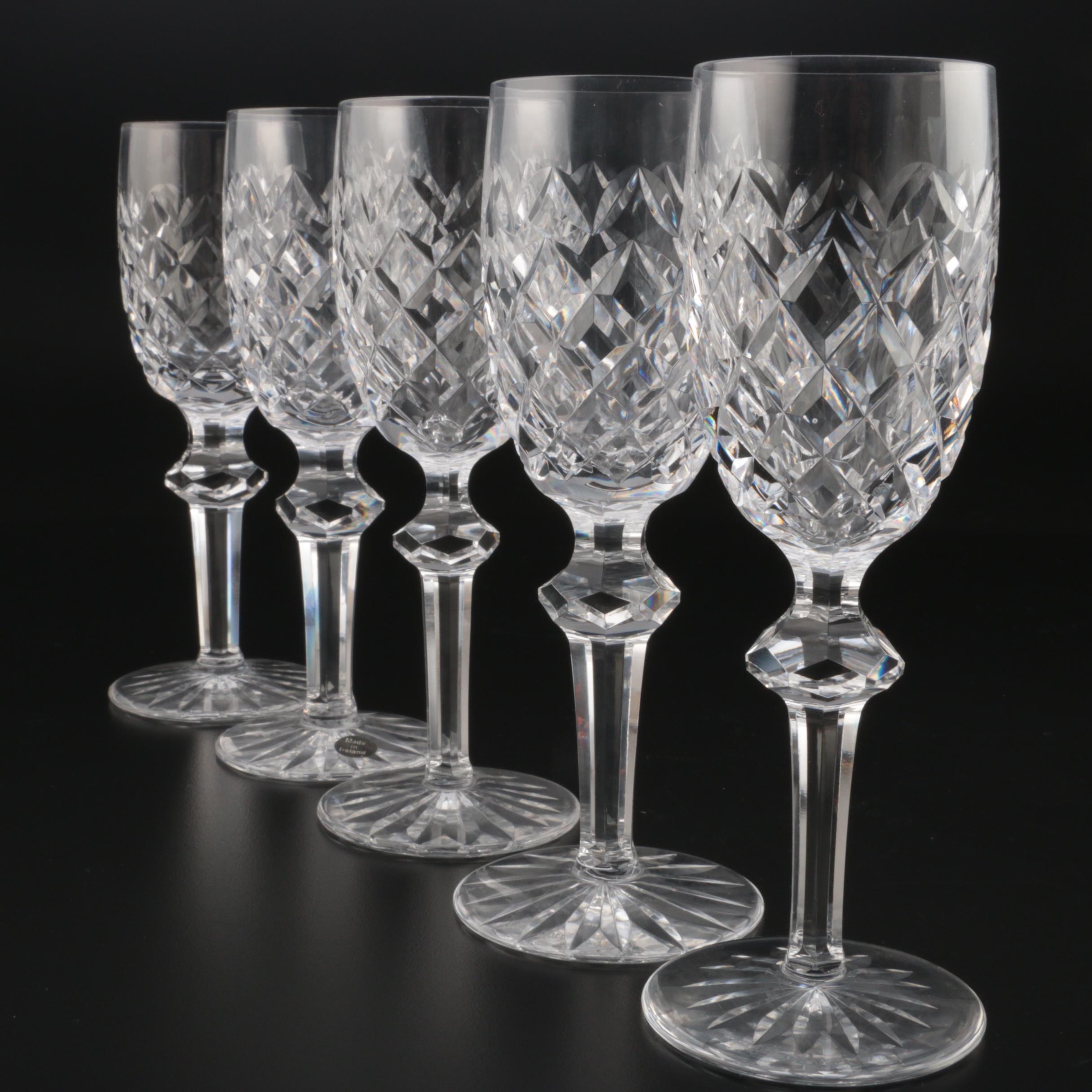 Waterford Crystal "Powerscourt" White Wine Glasses, Mid to Late 20th Century