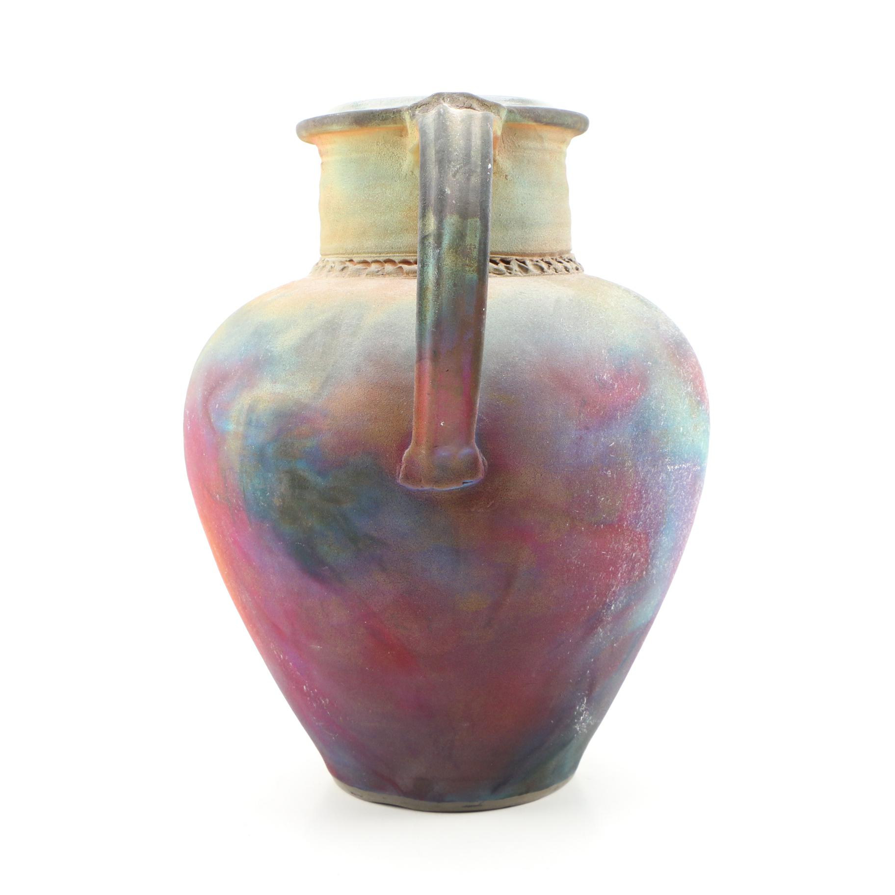 Les Mitchell Towne Potter Studio Raku Stoneware Vase