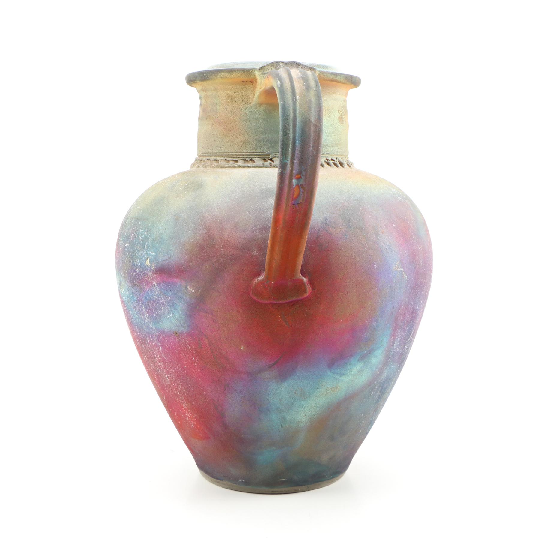 Les Mitchell Towne Potter Studio Raku Stoneware Vase
