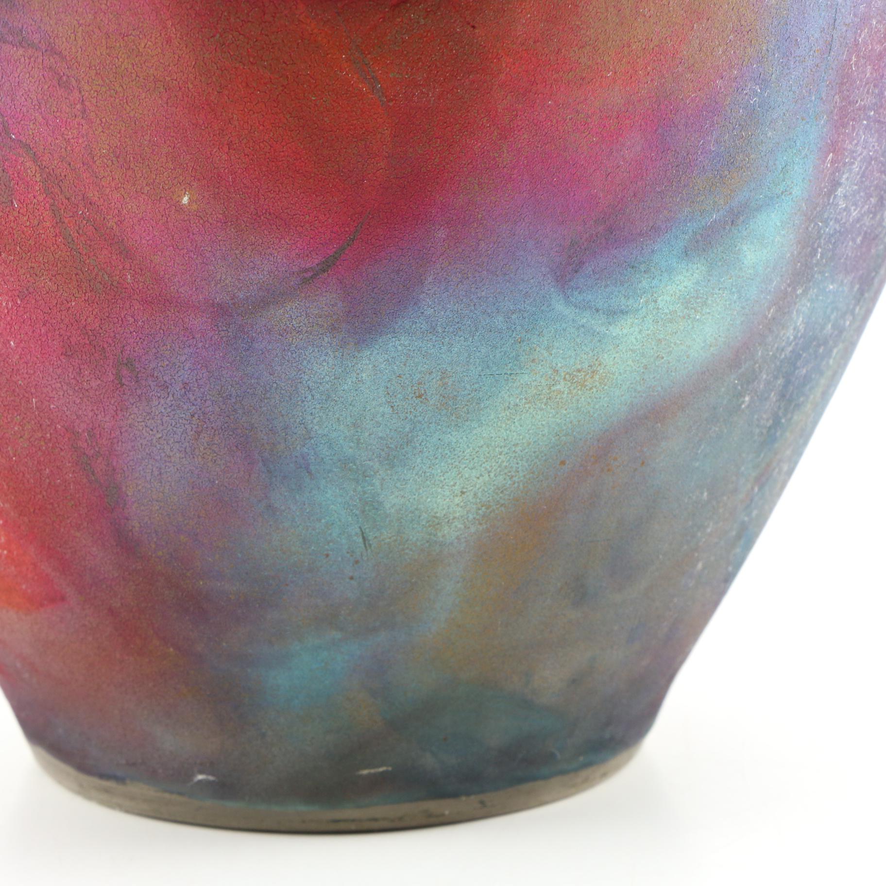 Les Mitchell Towne Potter Studio Raku Stoneware Vase