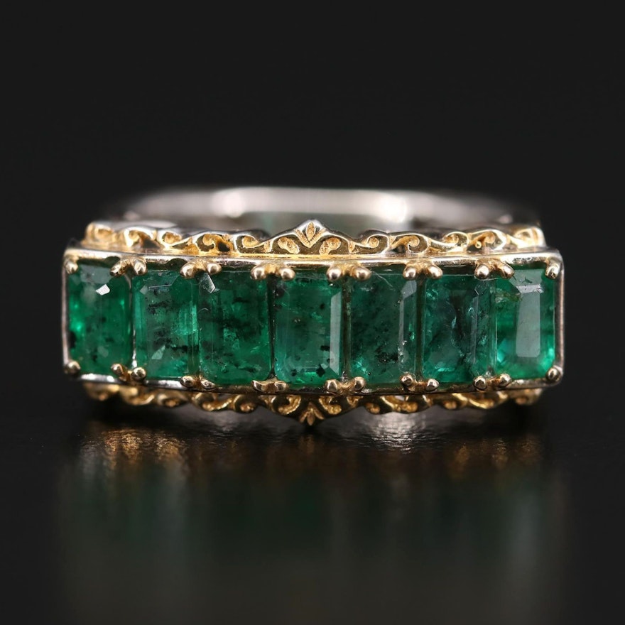Sterling Silver Emerald Bar Ring