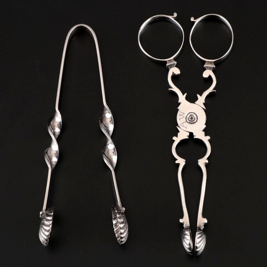 British and American Sterling Silver Sugar Tongs