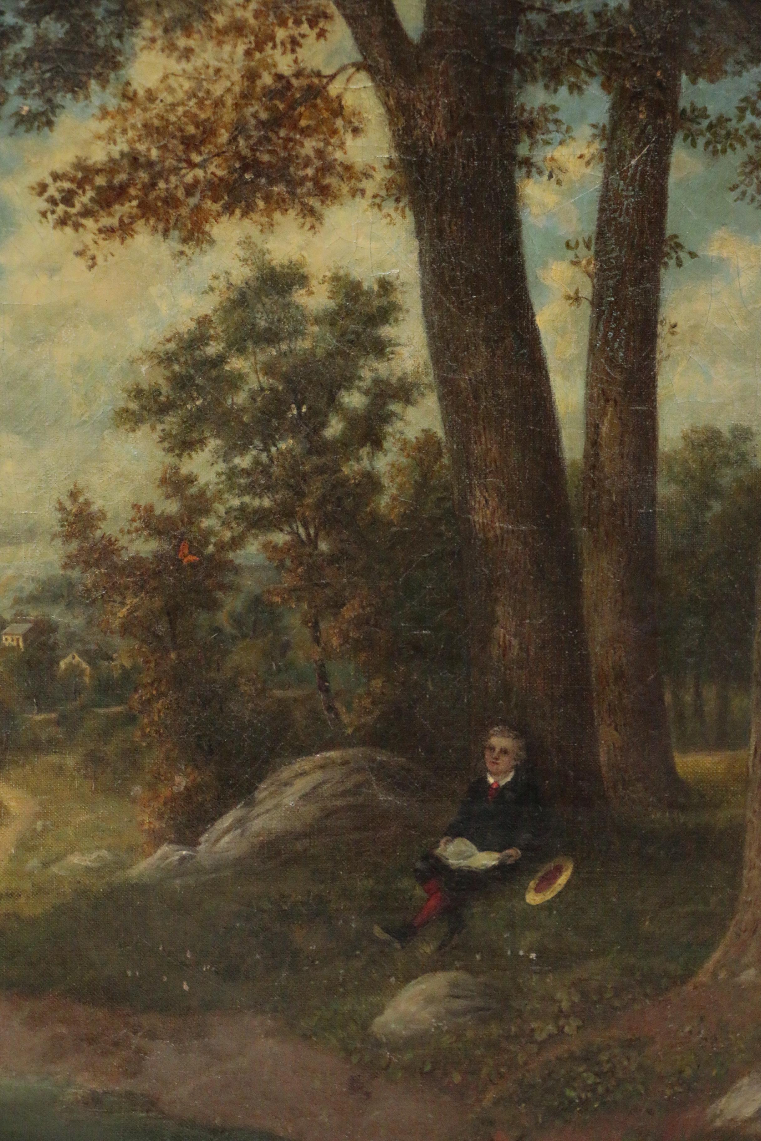 John Simon Schaeffer Landscape Oil Painting with Figure