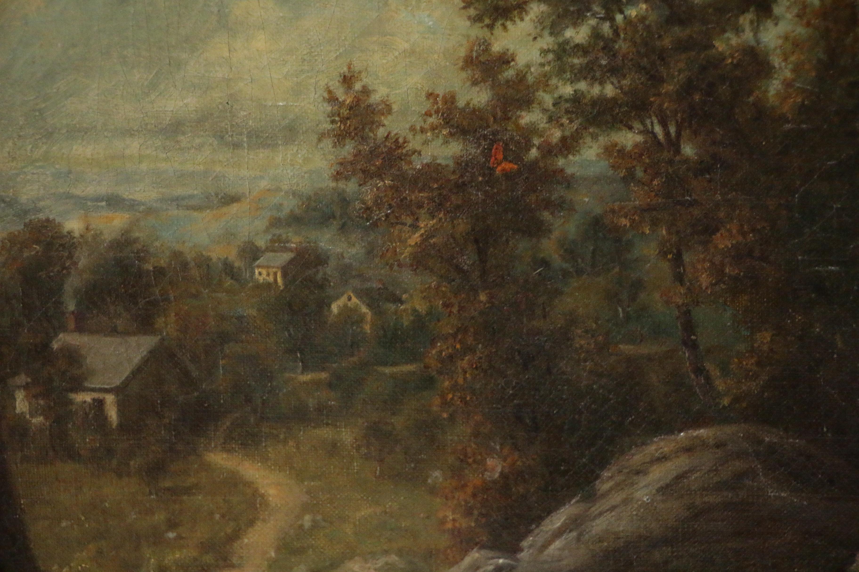 John Simon Schaeffer Landscape Oil Painting with Figure