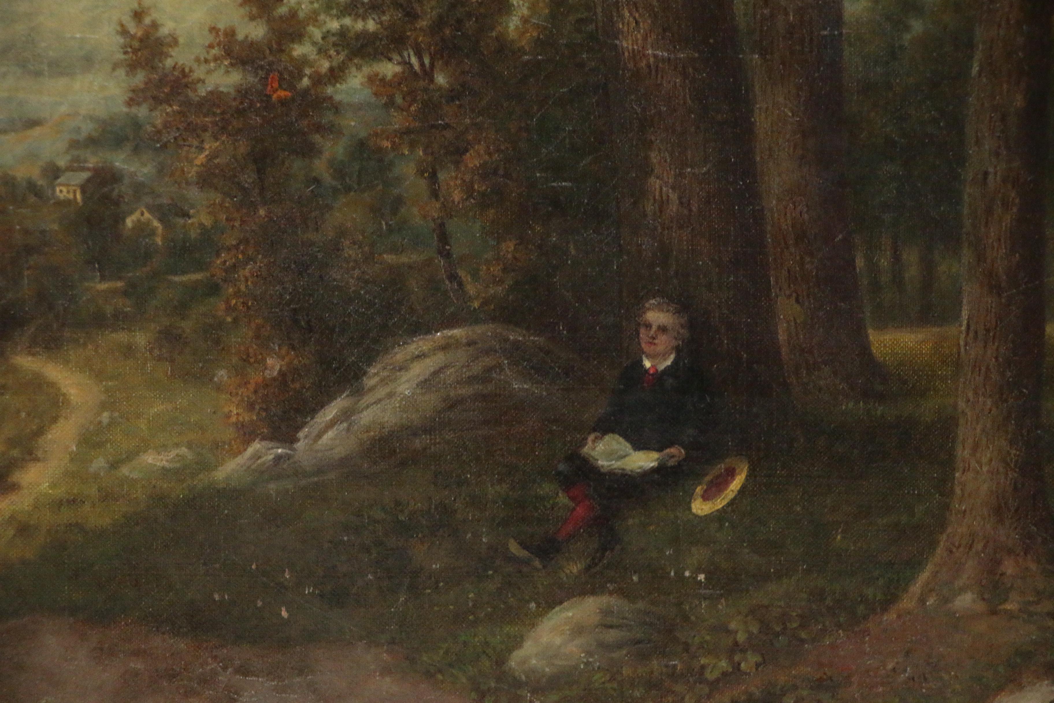 John Simon Schaeffer Landscape Oil Painting with Figure