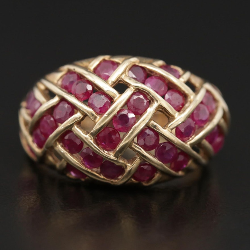 10K Yellow Gold Ruby Dome Ring