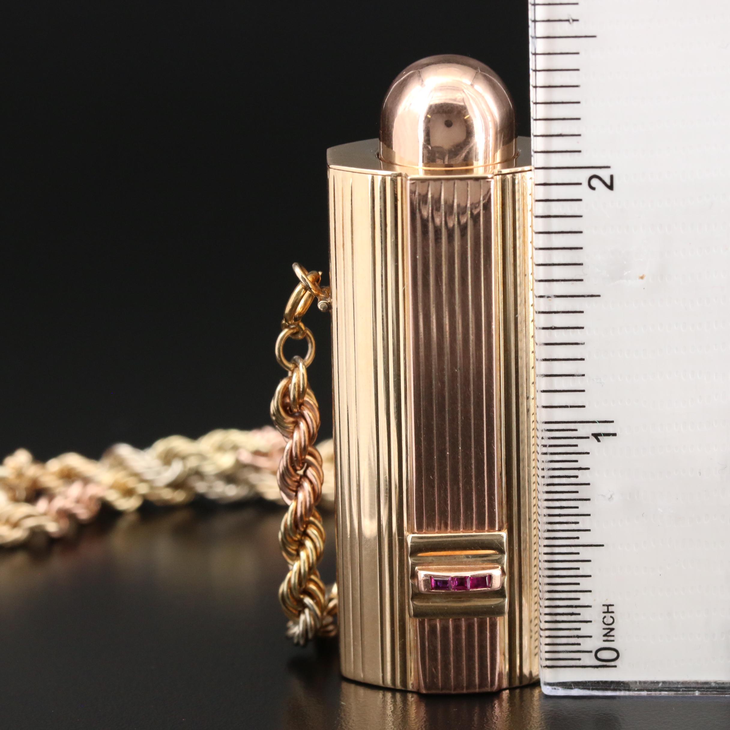 14K Yellow and Rose Gold Perfume Bottle Pendant on Tri-Gold Chain