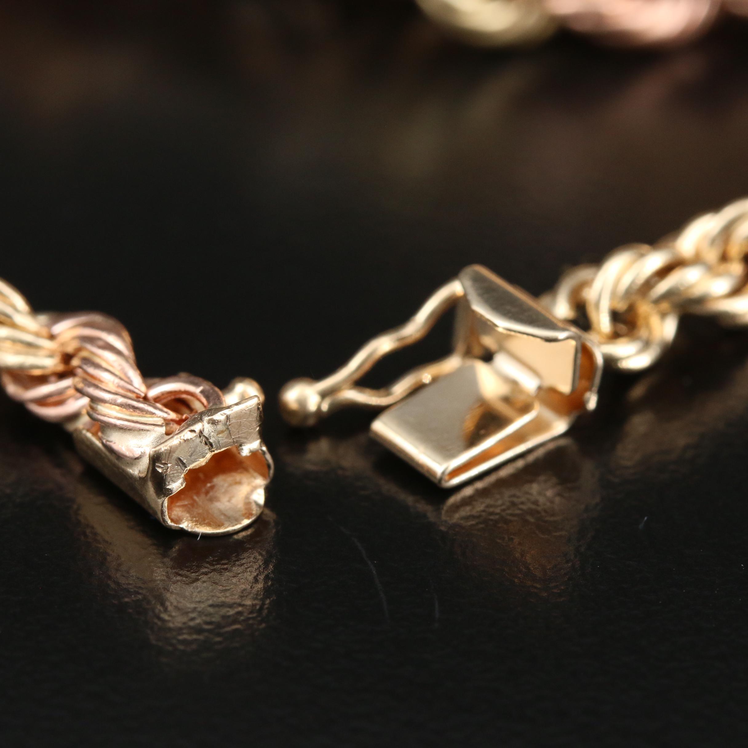 14K Yellow and Rose Gold Perfume Bottle Pendant on Tri-Gold Chain