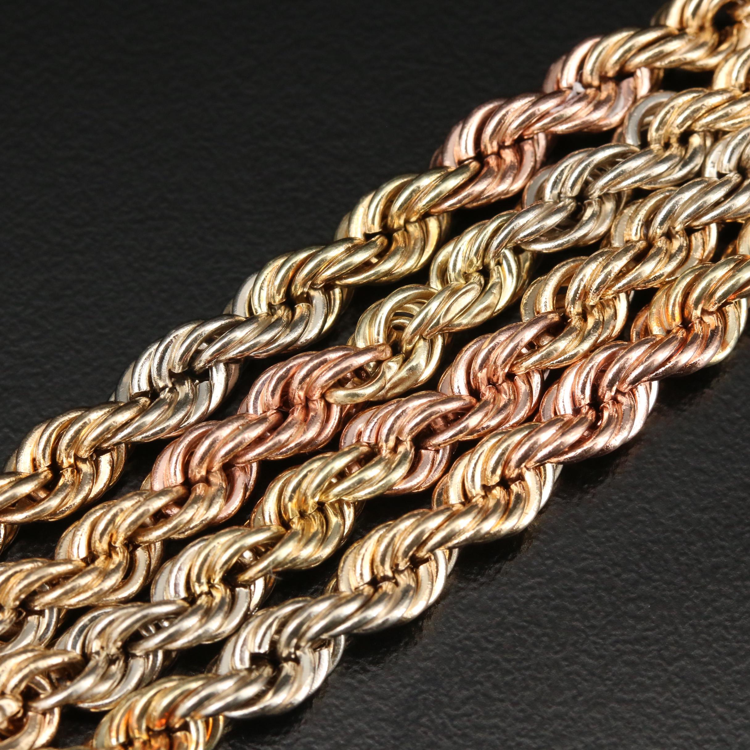 14K Yellow and Rose Gold Perfume Bottle Pendant on Tri-Gold Chain