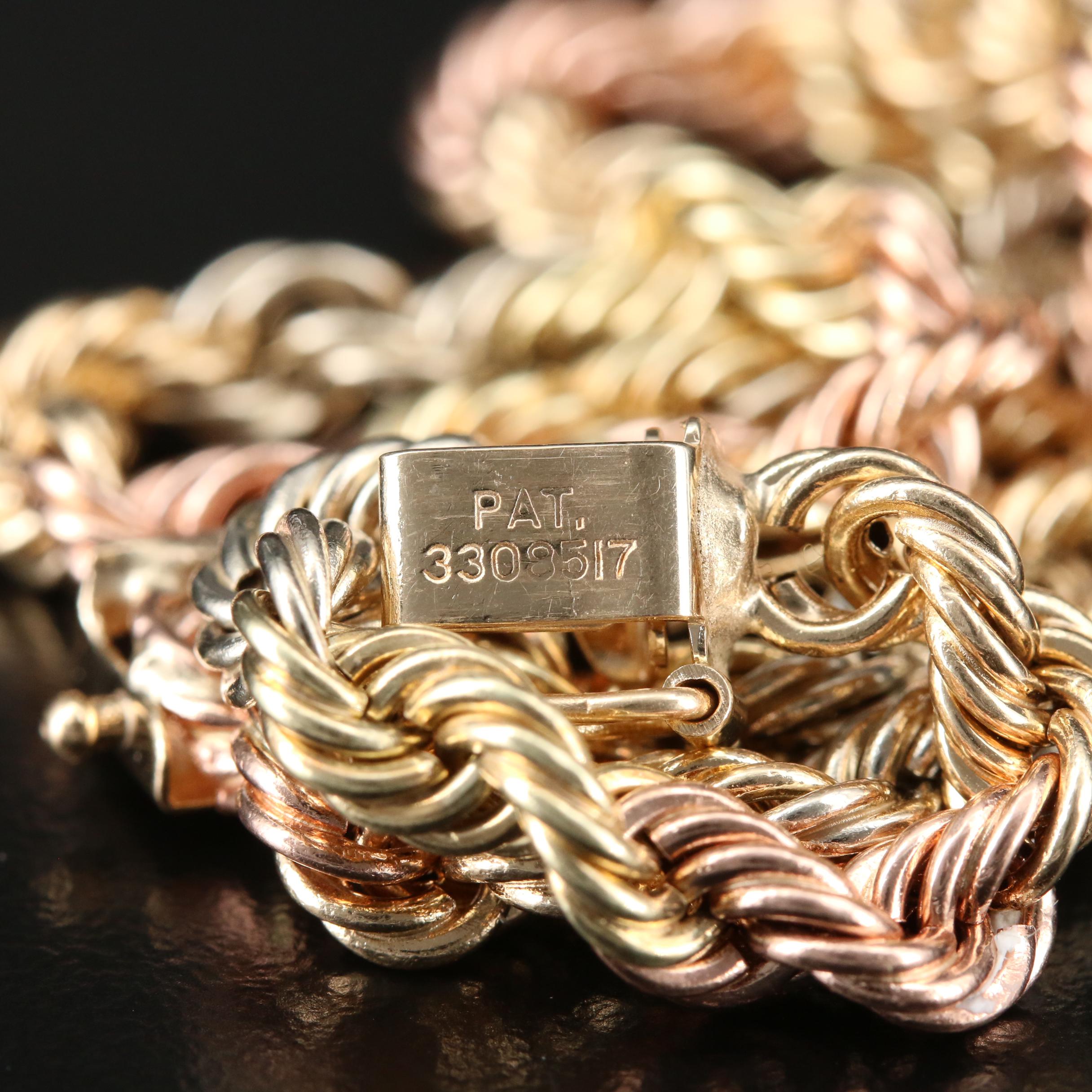 14K Yellow and Rose Gold Perfume Bottle Pendant on Tri-Gold Chain