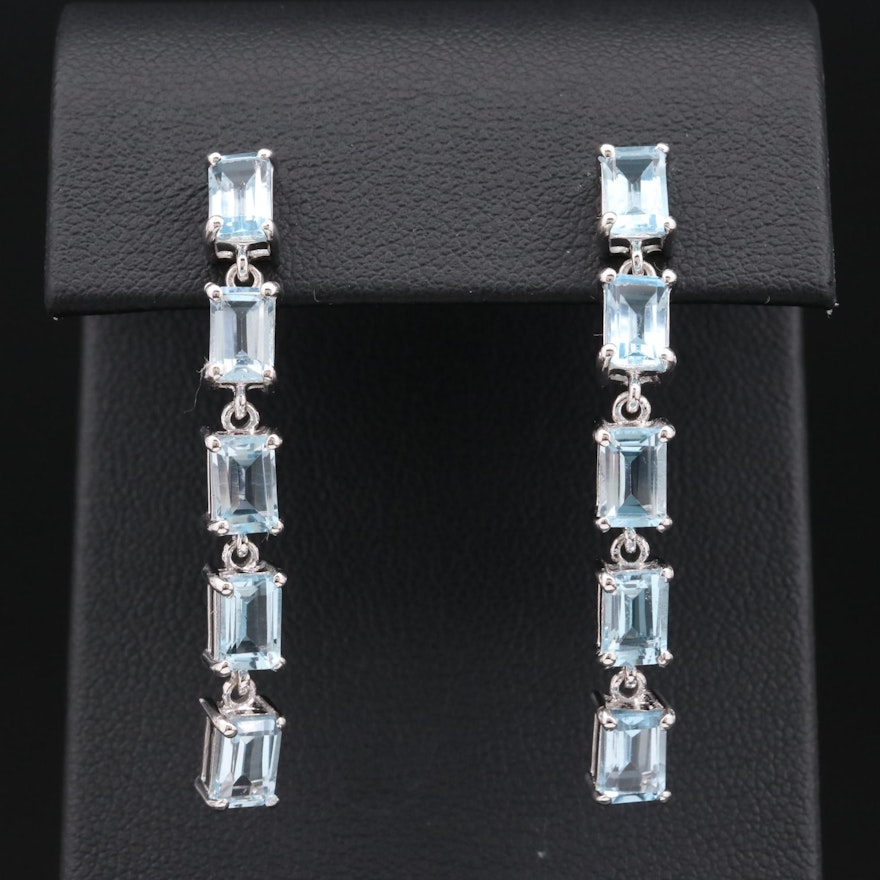 Sterling Silver Topaz Dangle Earrings