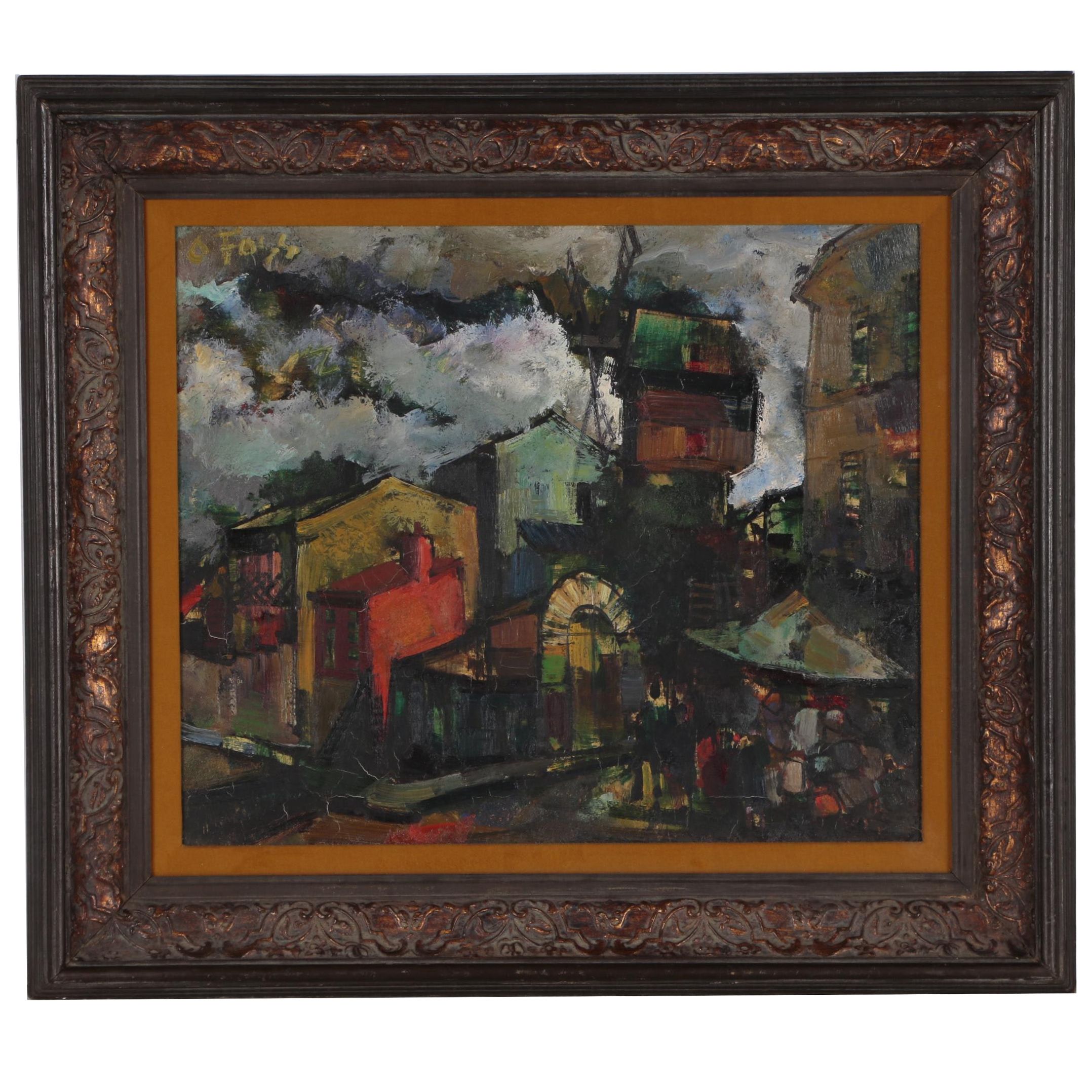 Olivier Foss Expressionist Street Scene Oil Painting "Paris"