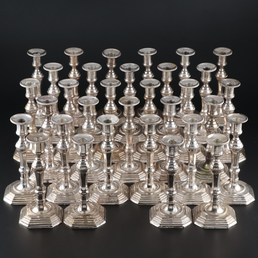 Indian Baroque Style Silver Plate Candlesticks