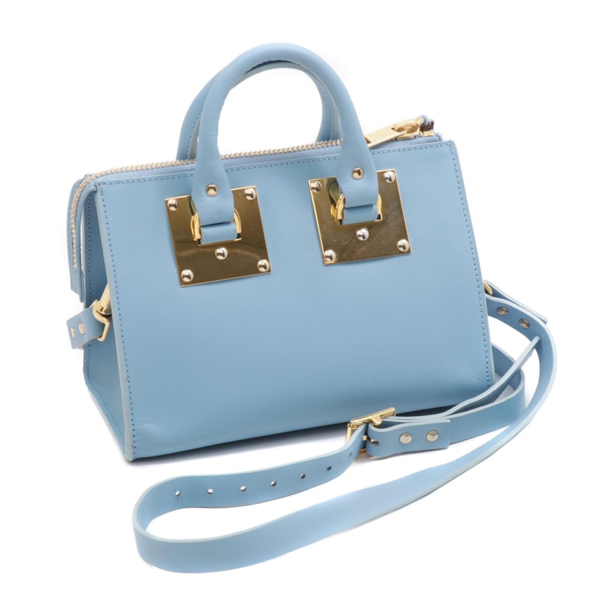 Sophie Hulme Mini Albion Light Blue Leather Crossbody Bag