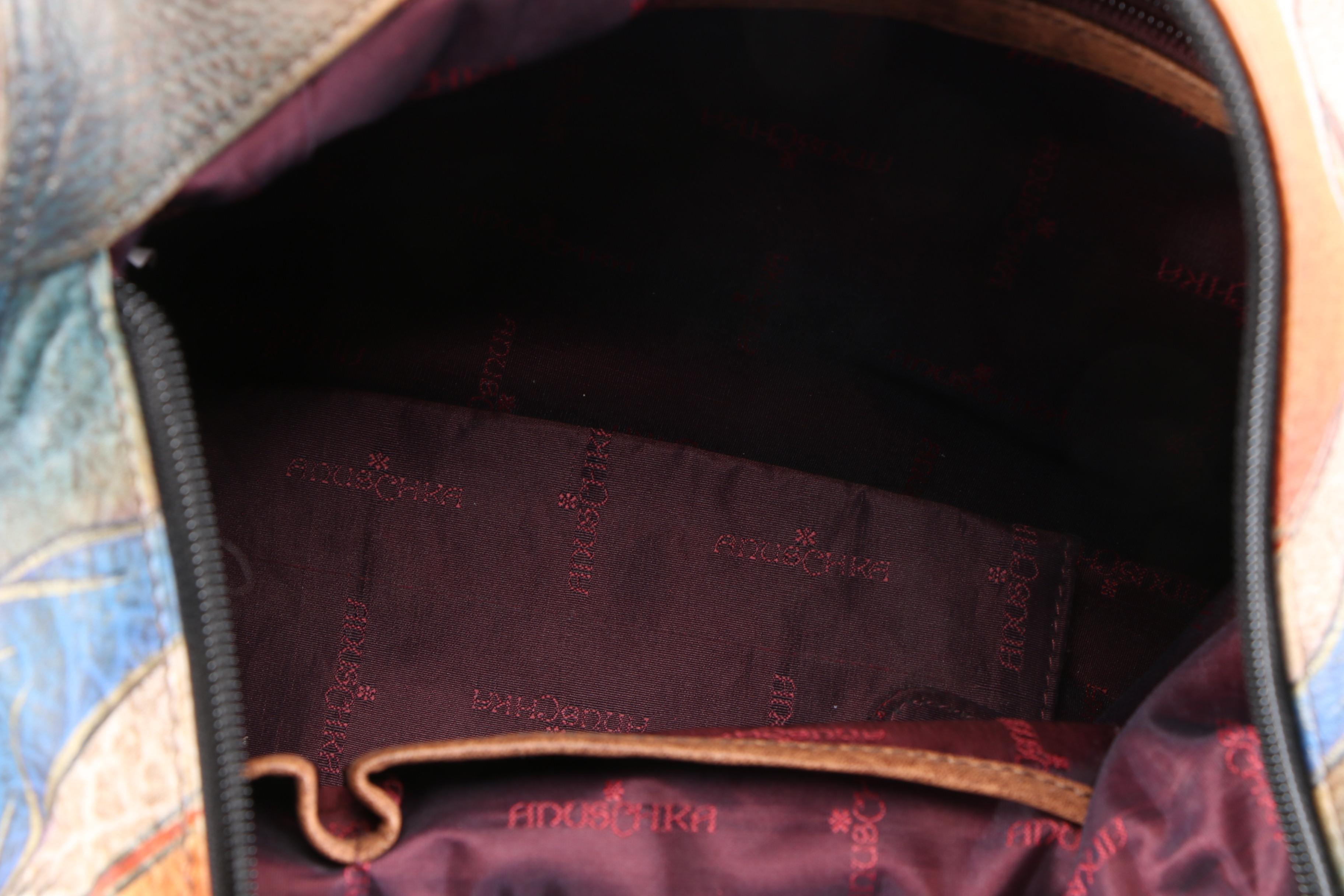 Anuschka Hand-Painted Leather Shoulder Bag with Eyeglass Case