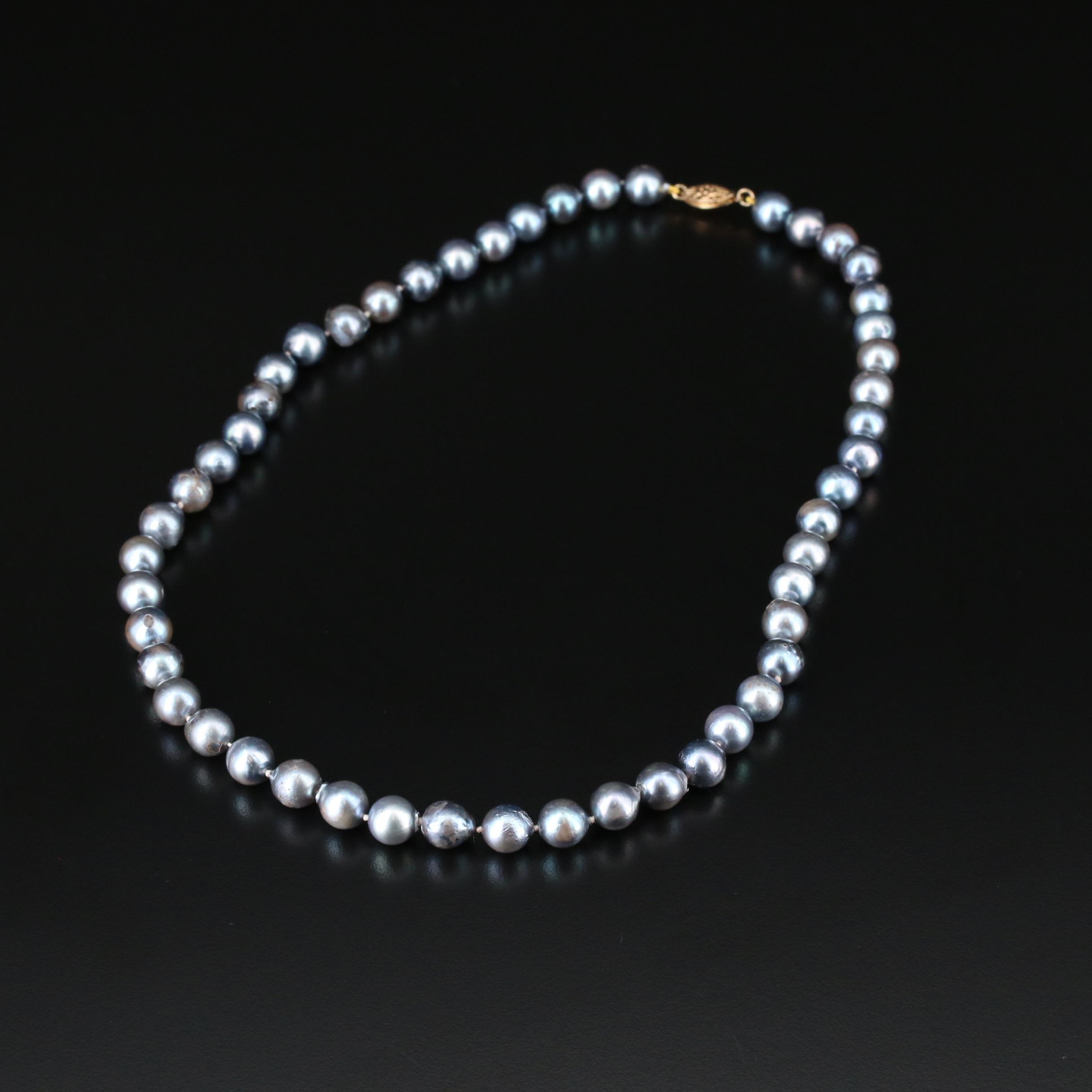 Pearl Necklace with 14K Gold Clasp