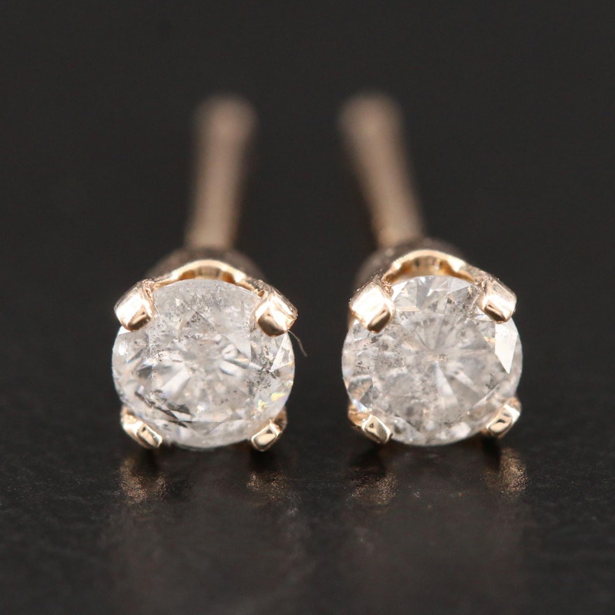 14K Yellow Gold 0.31 CTW Diamond Stud Earrings