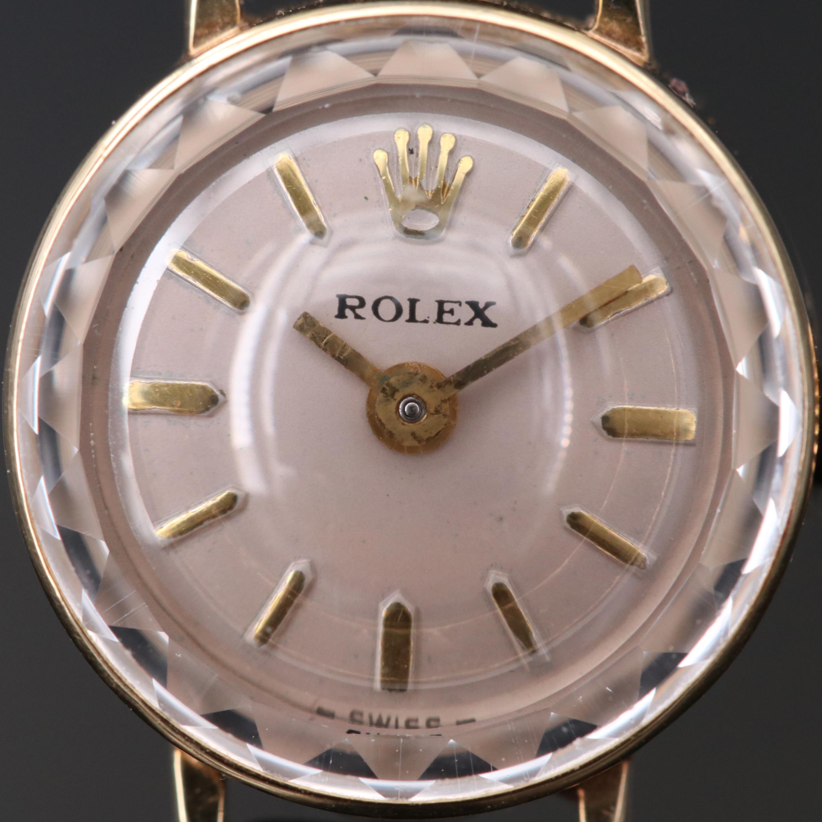 Vintage Rolex Cocktail 14K Gold Stem Wind Watch