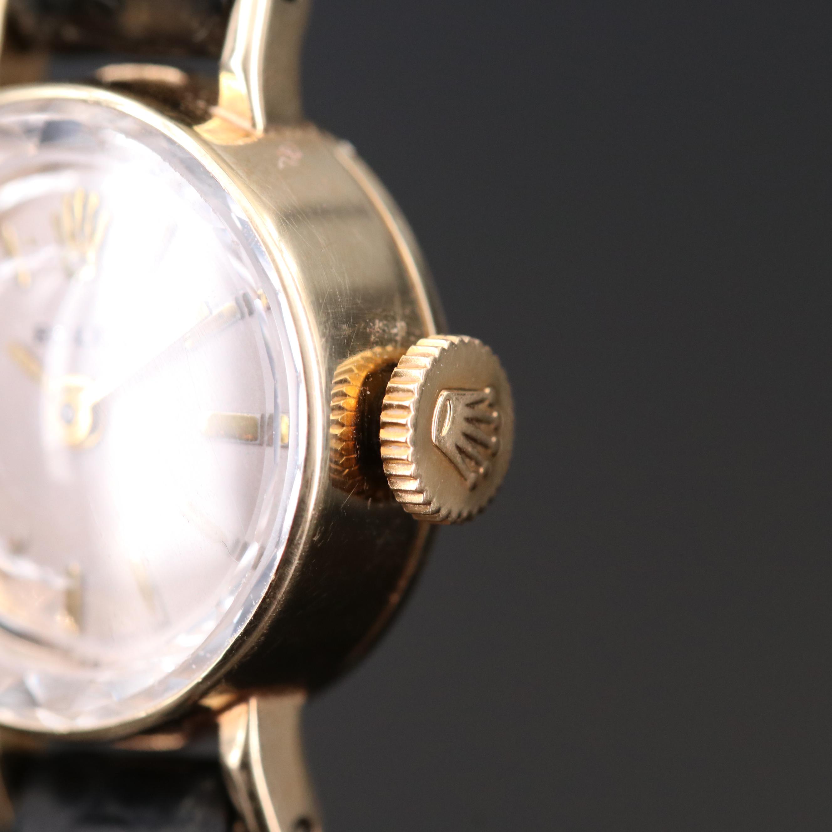 Vintage Rolex Cocktail 14K Gold Stem Wind Watch