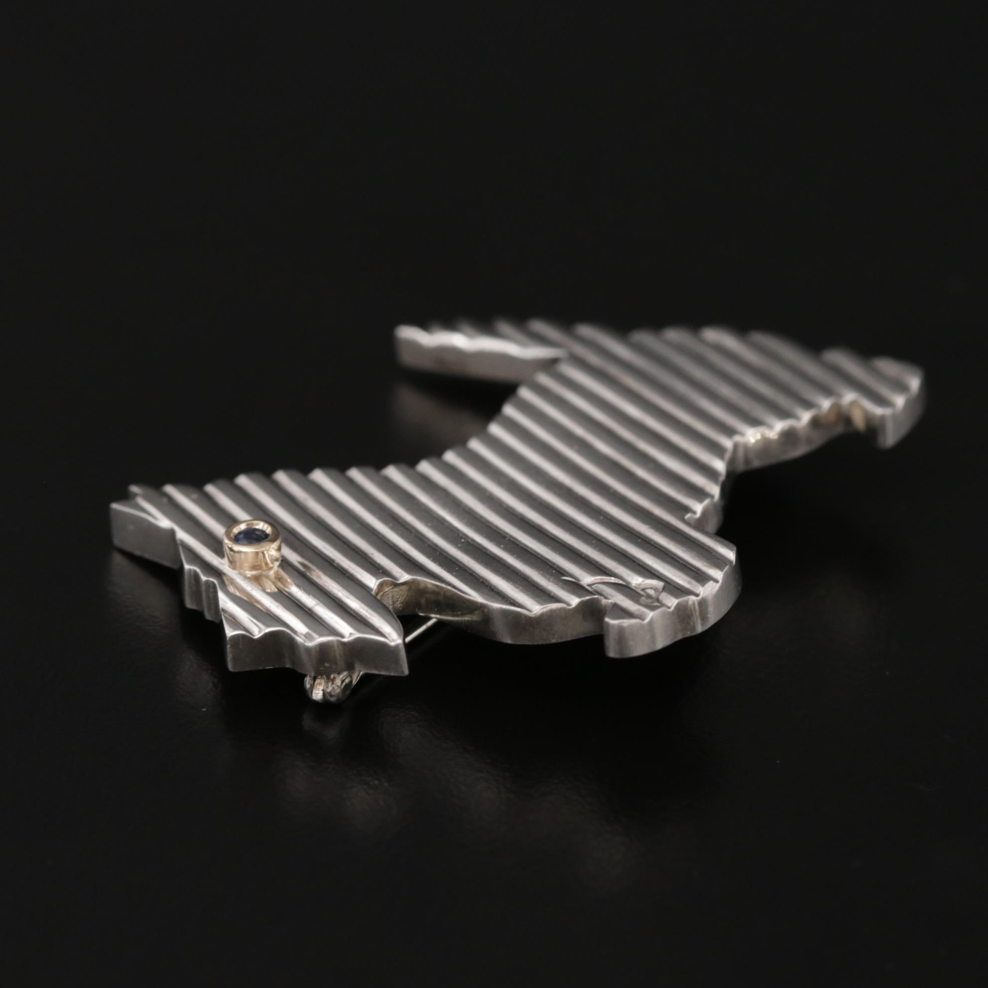 Vintage Tiffany & Co. Sterling Sapphire Scottie Dog Brooch with 14K Accent