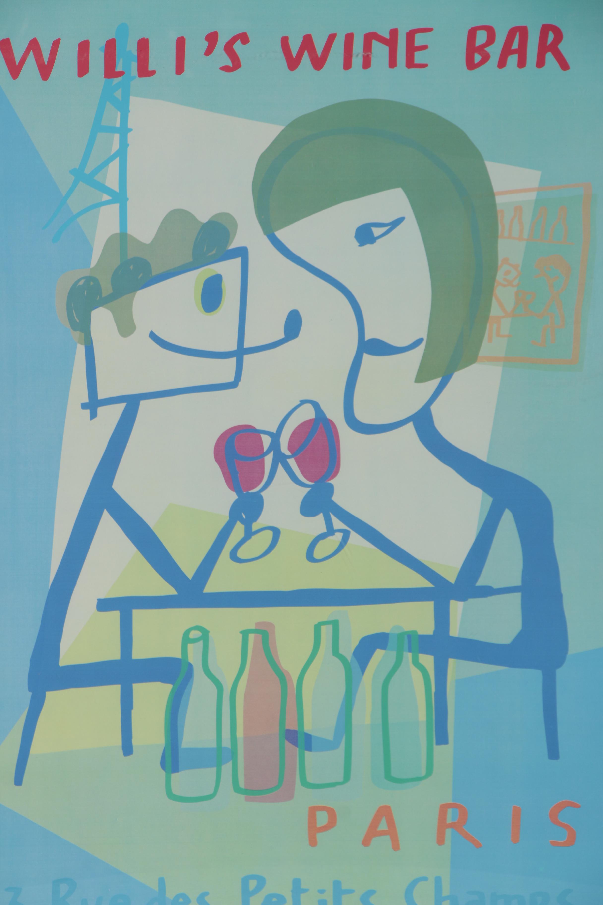 Willi's Wine Bar, Paris Poster Designed by Javier Mariscal, 1999