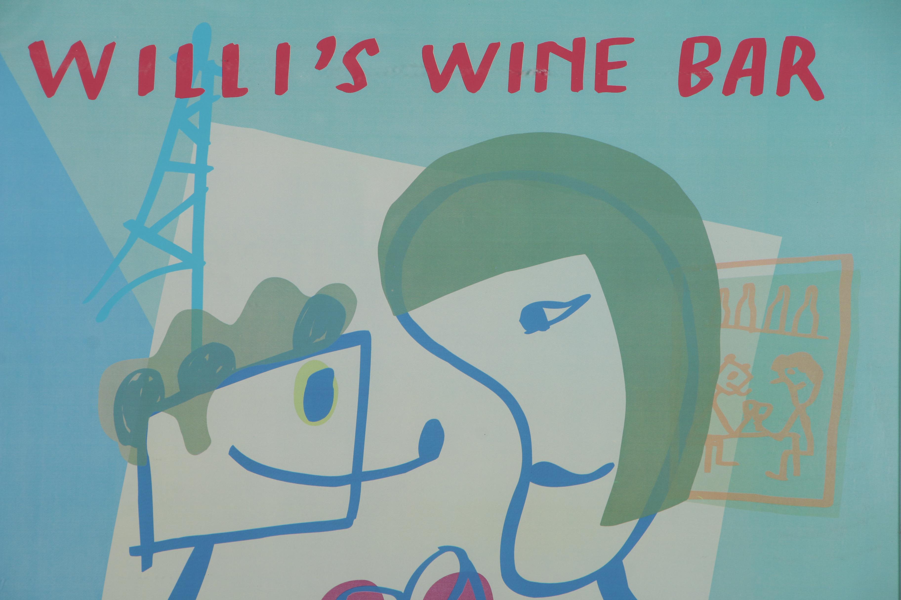 Willi's Wine Bar, Paris Poster Designed by Javier Mariscal, 1999
