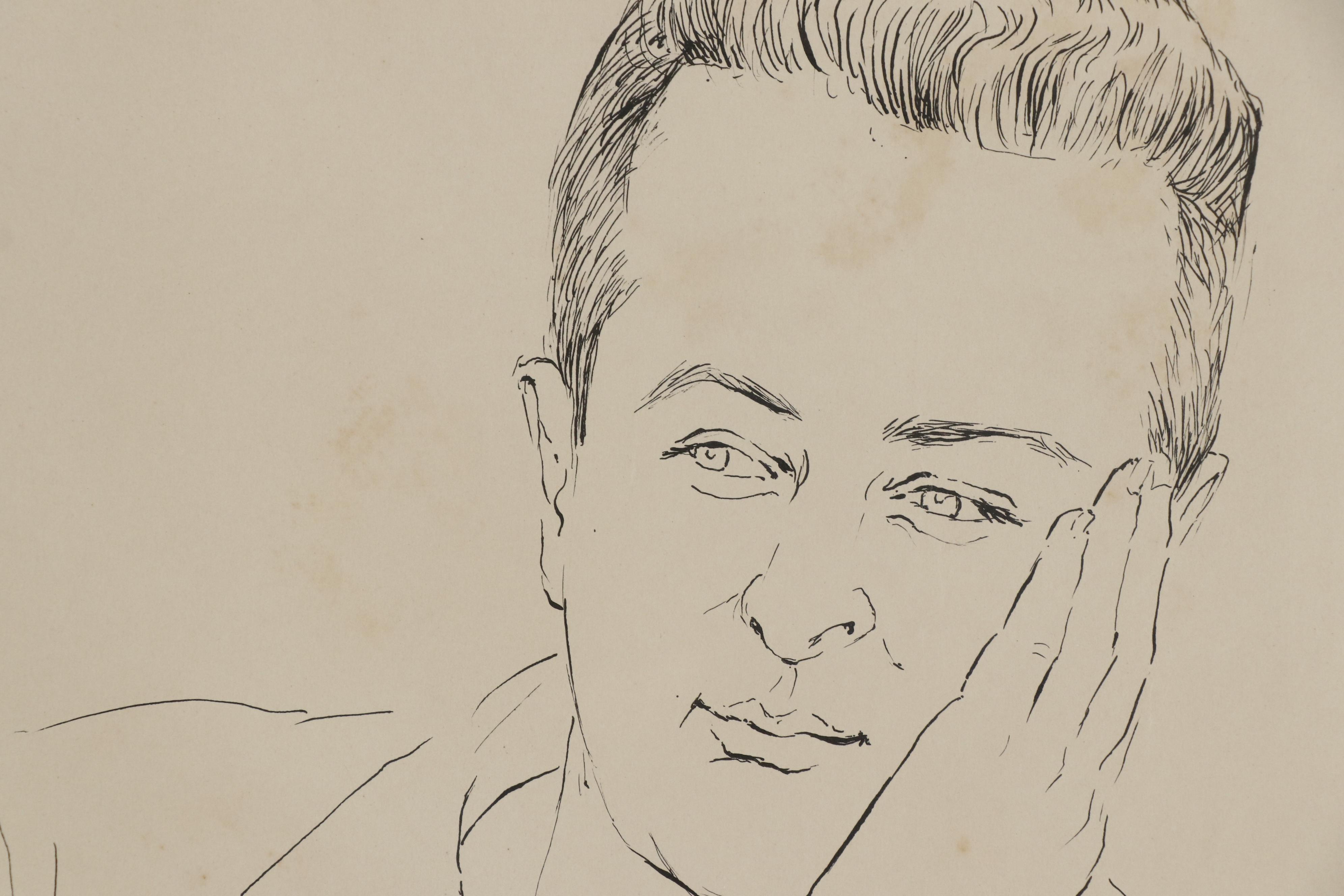 Barbara Swan Ink Portrait of Male Figure, 1953