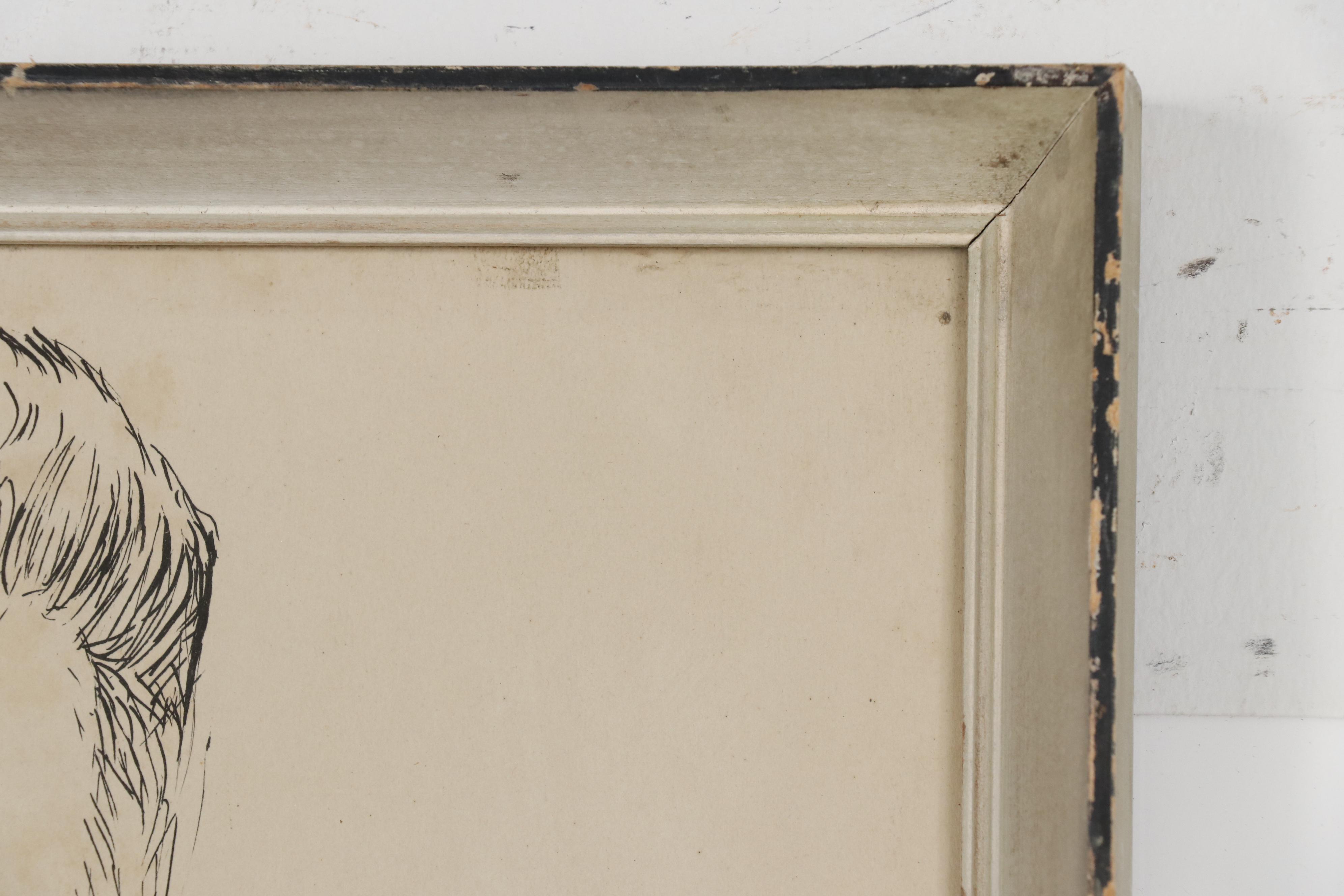 Barbara Swan Ink Portrait of Male Figure, 1953