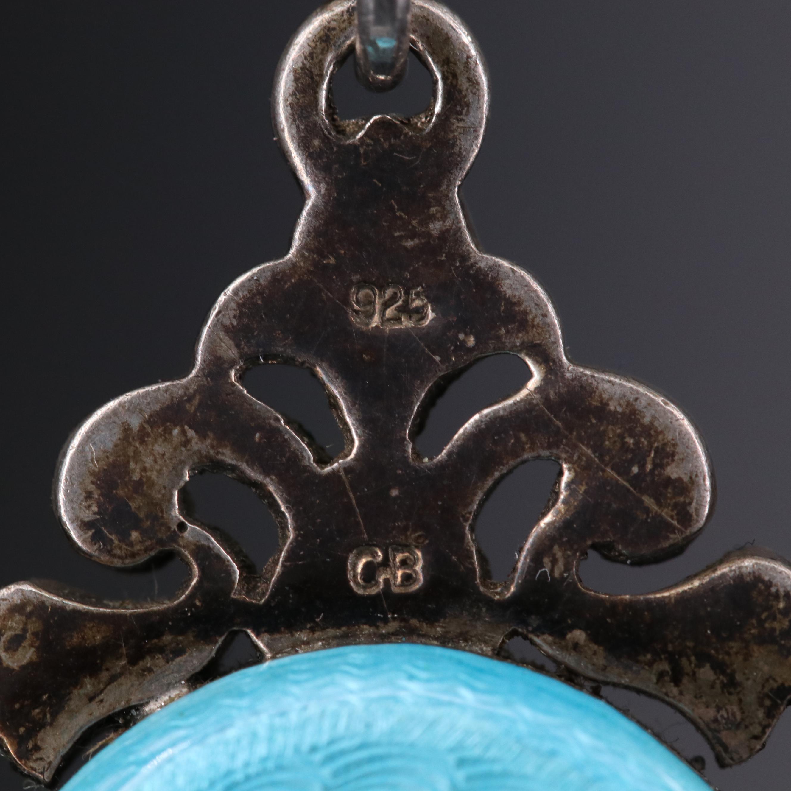 Vintage Bucherer Sterling Silver Enamel and Marcasite Brooch Watch on 800 Brooch