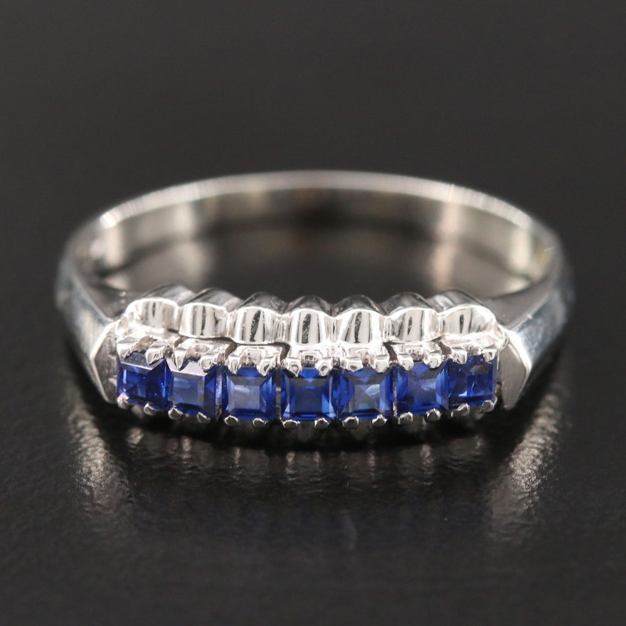 18K White Gold Synthetic Sapphire Ring