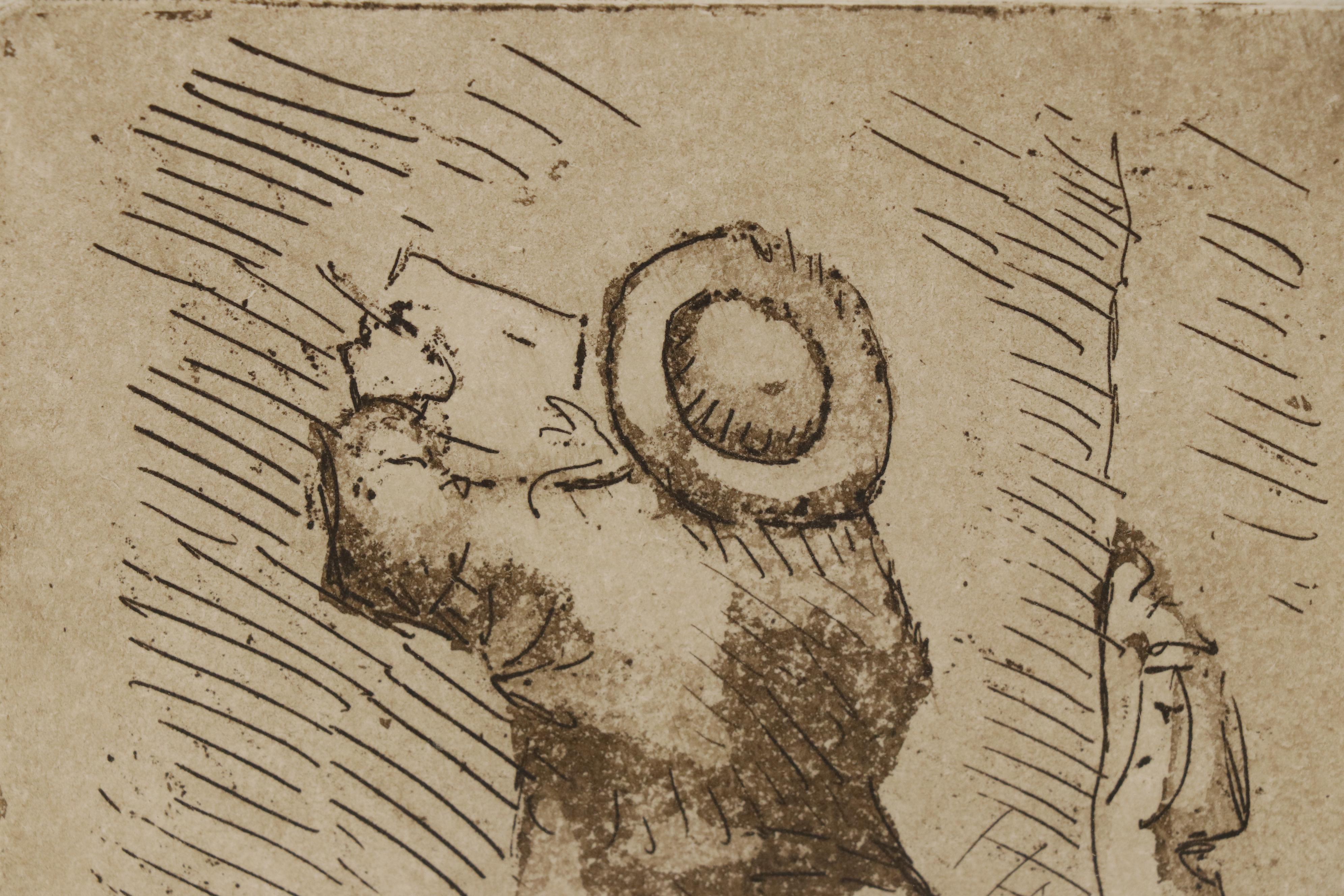 Leonard Maurer Etching with Aquatint "Paris Post Office", 1963