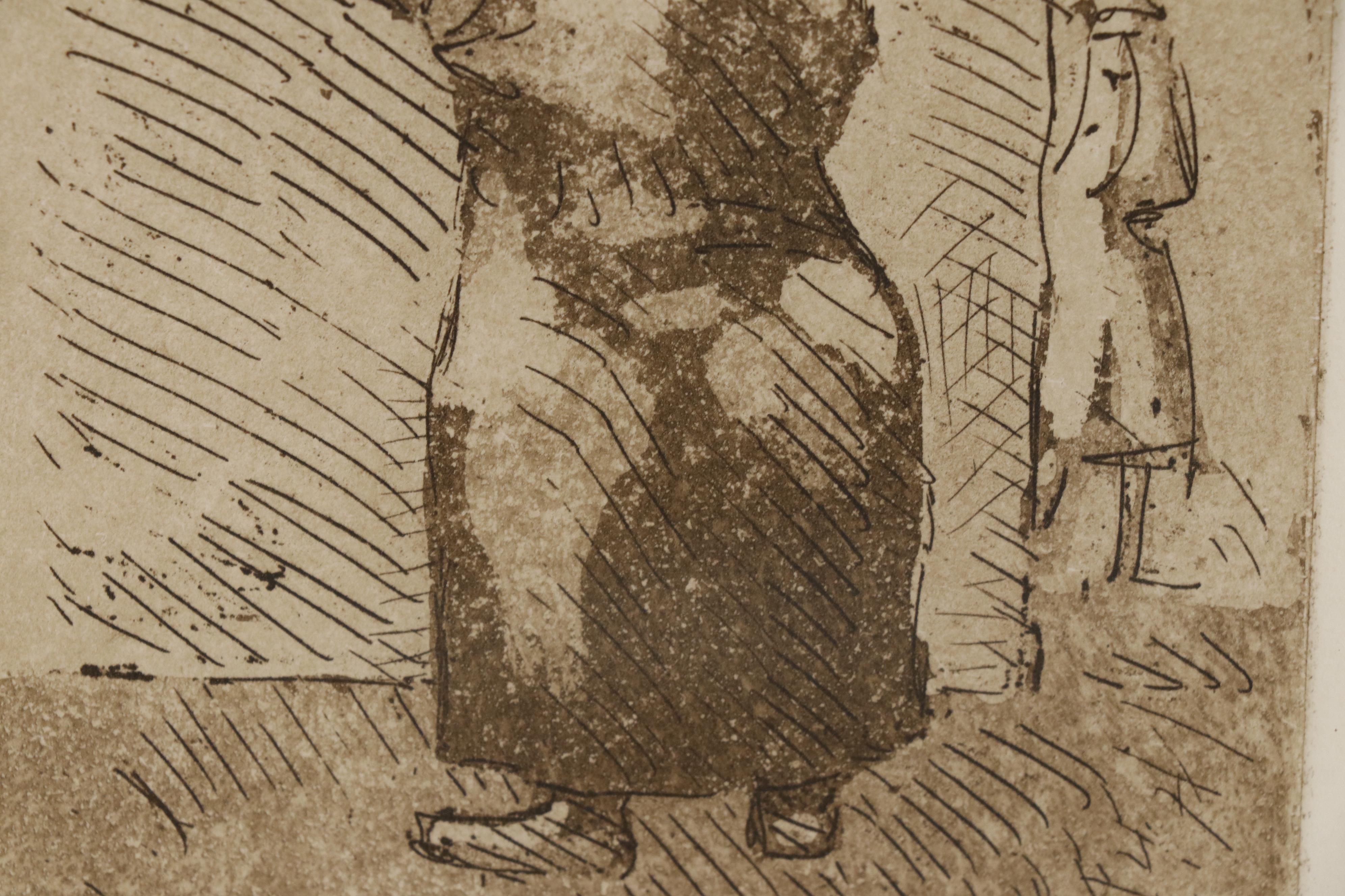 Leonard Maurer Etching with Aquatint "Paris Post Office", 1963