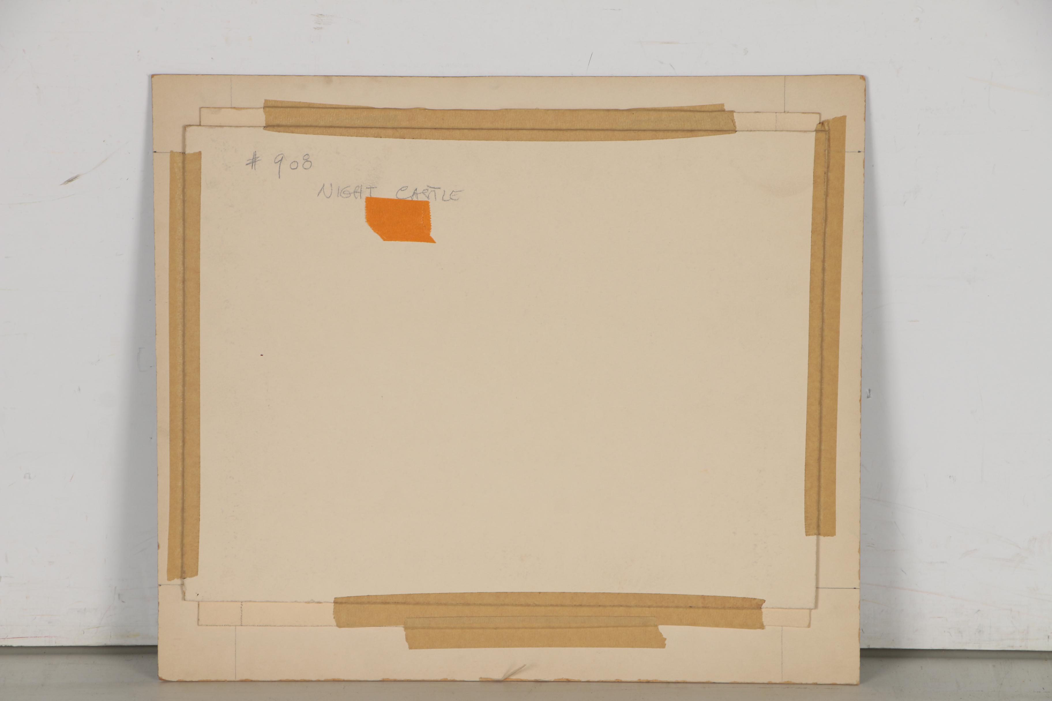 Leonard Maurer Gouache Painting "Night Castle", 1950