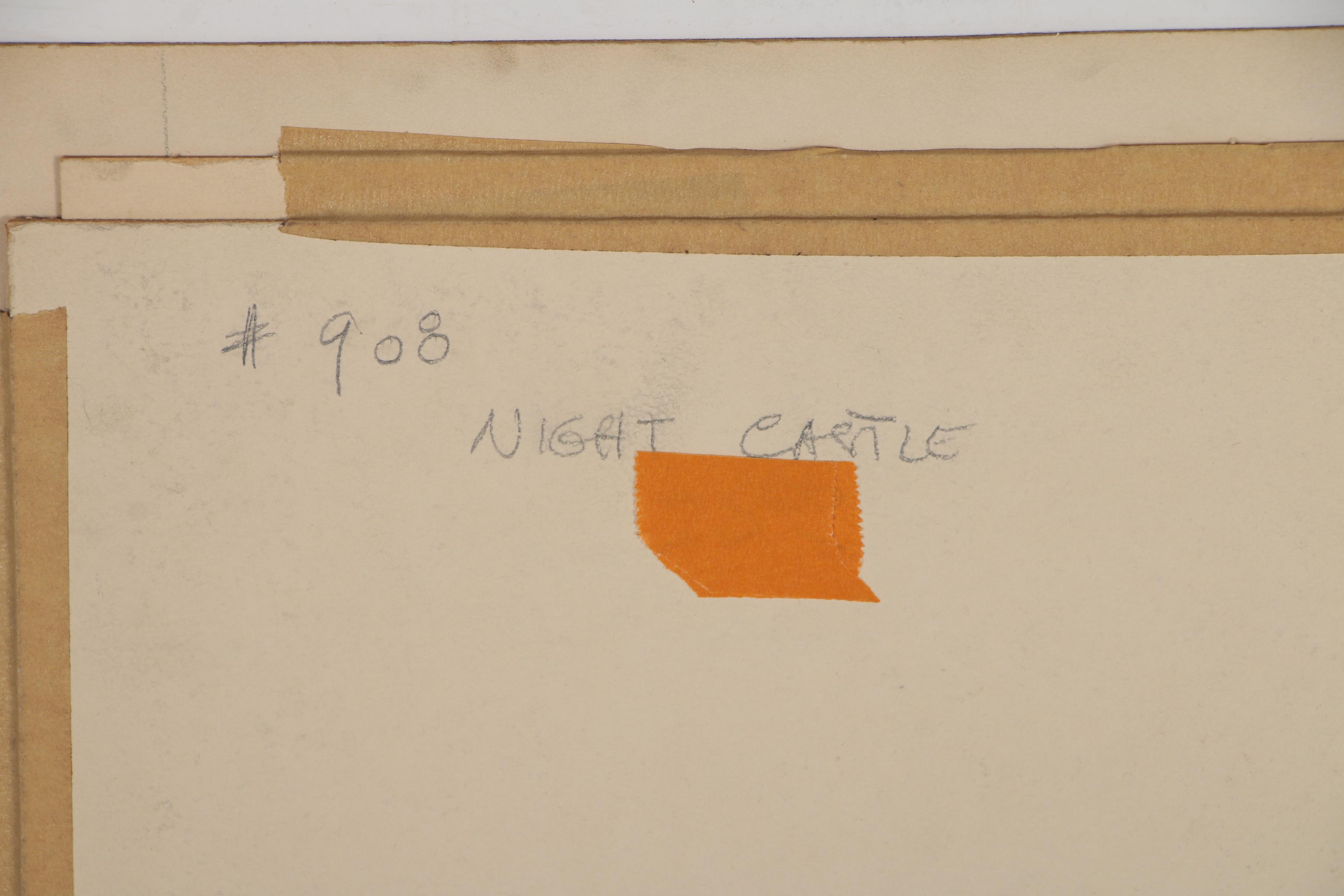 Leonard Maurer Gouache Painting "Night Castle", 1950