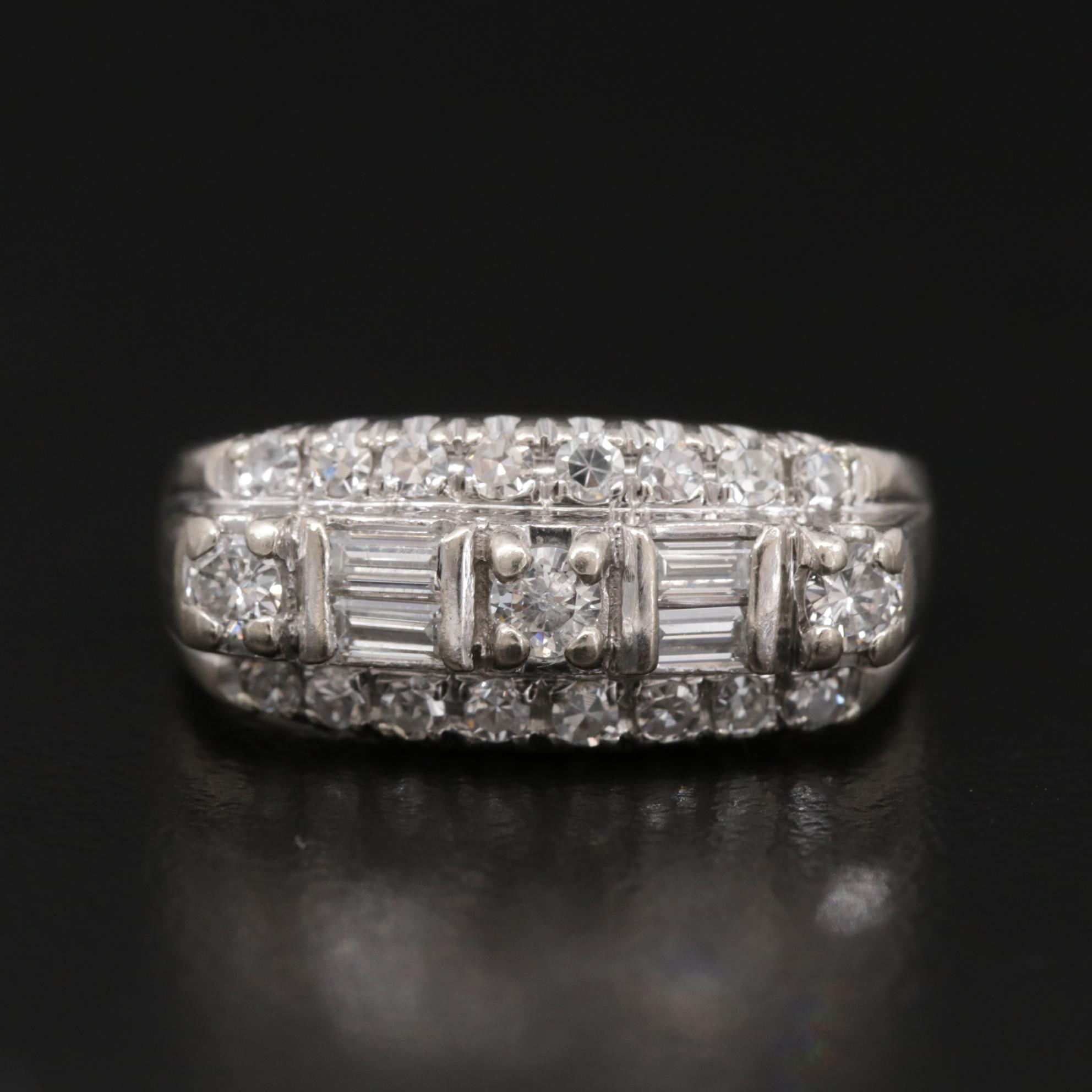 Vintage 14K White Gold Diamond Ring