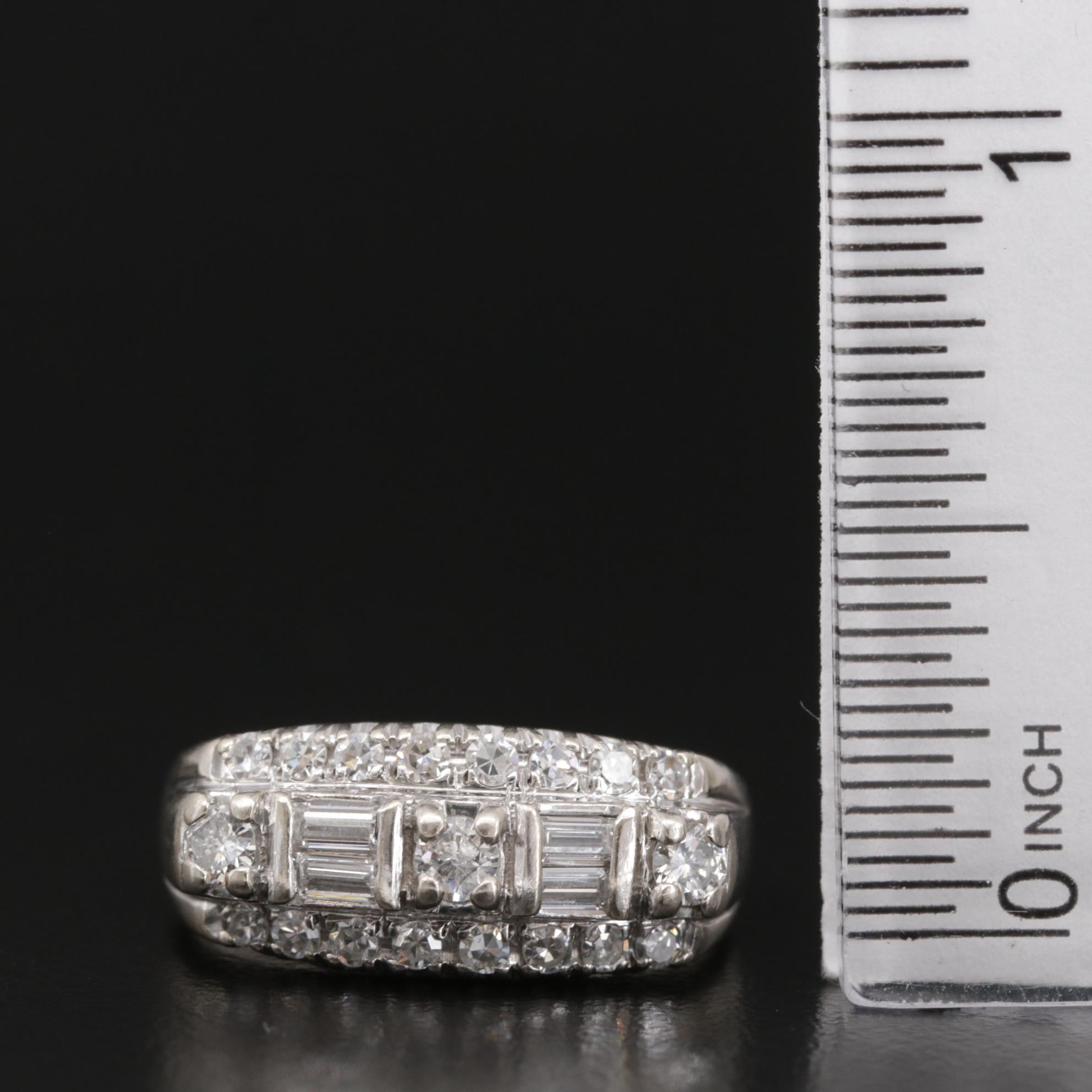 Vintage 14K White Gold Diamond Ring