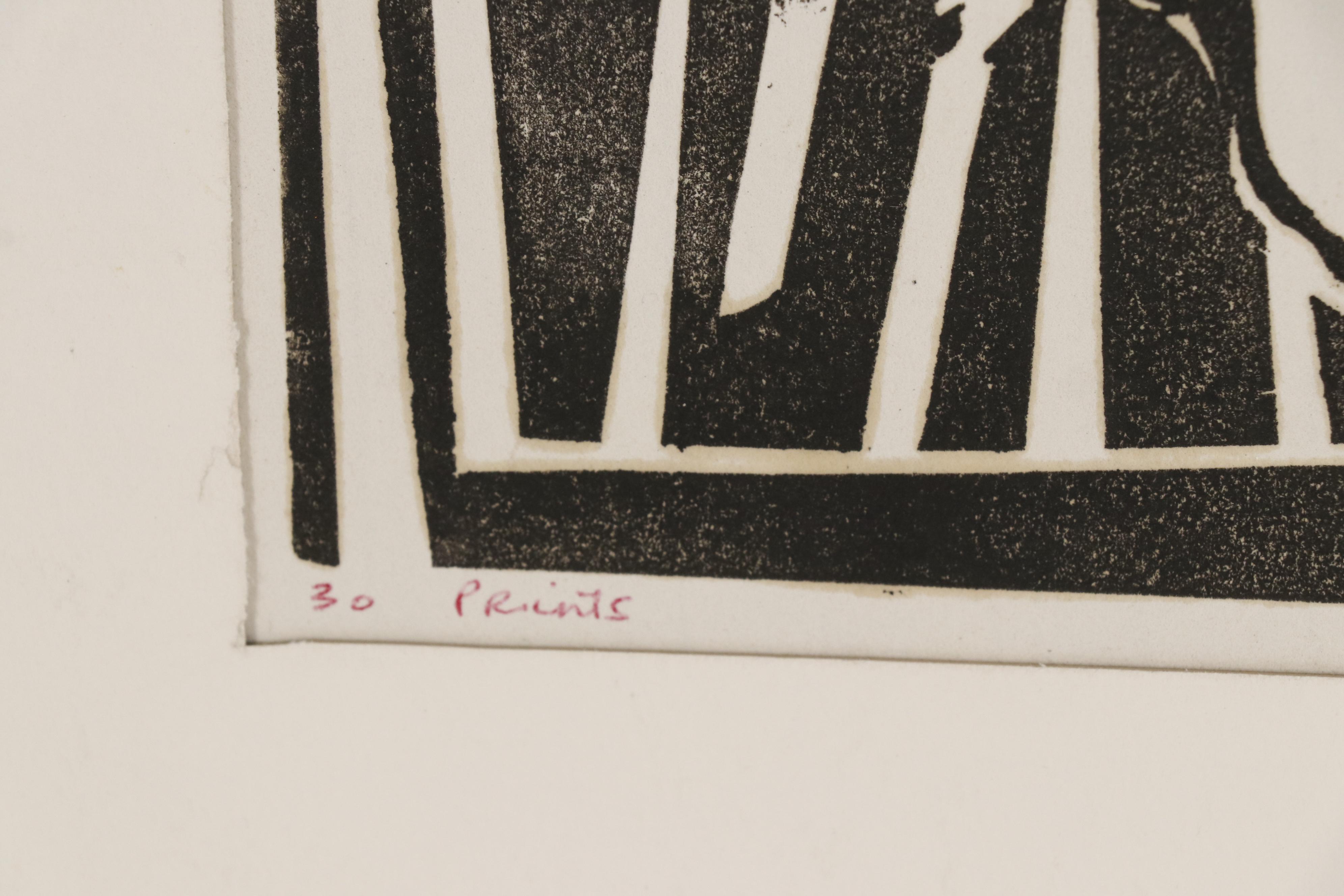 Leonard Maurer Woodcut of Kneeling Female Nude